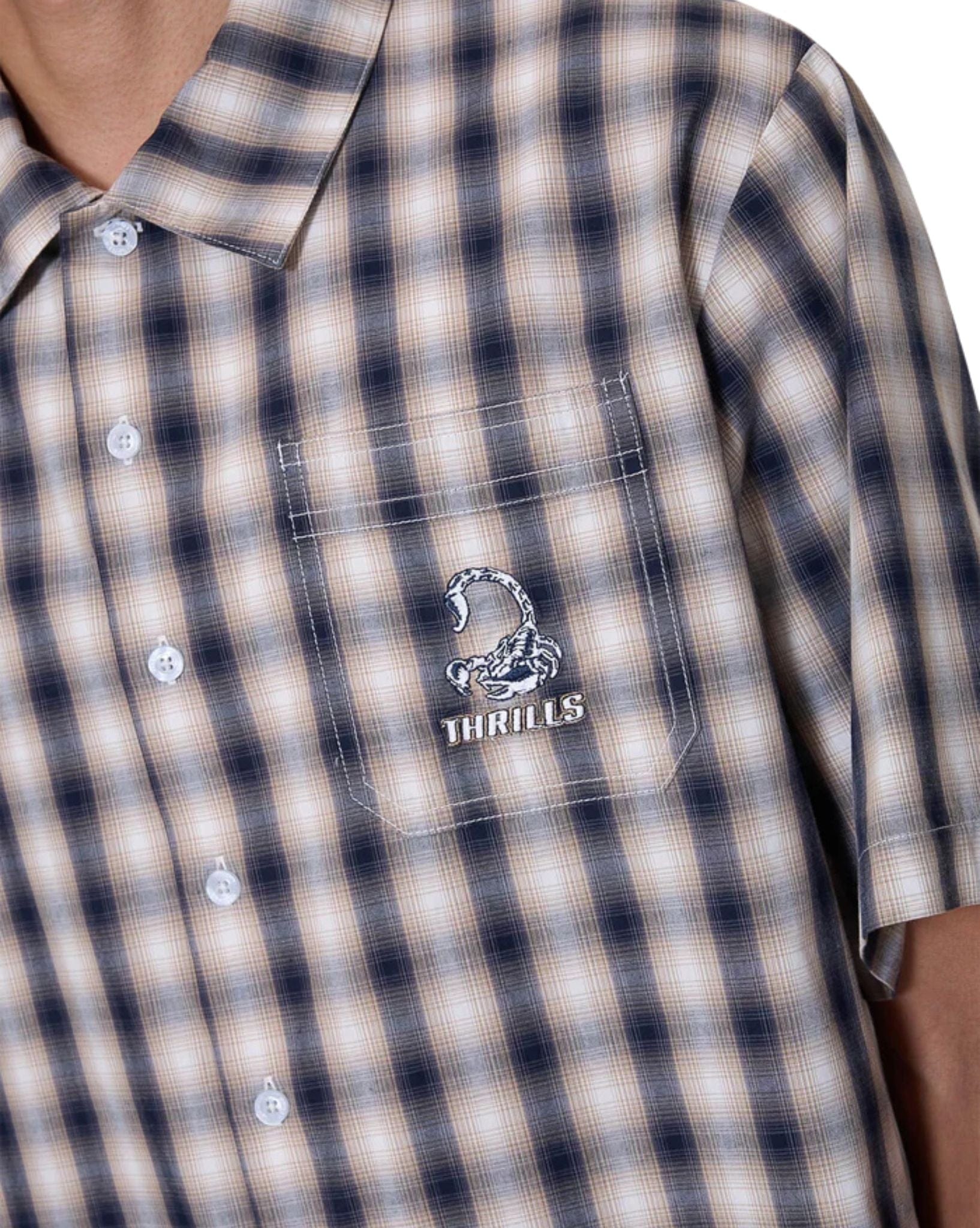 Thrills Paradise Falling Short Sleeve Cropped Check Work Shirt