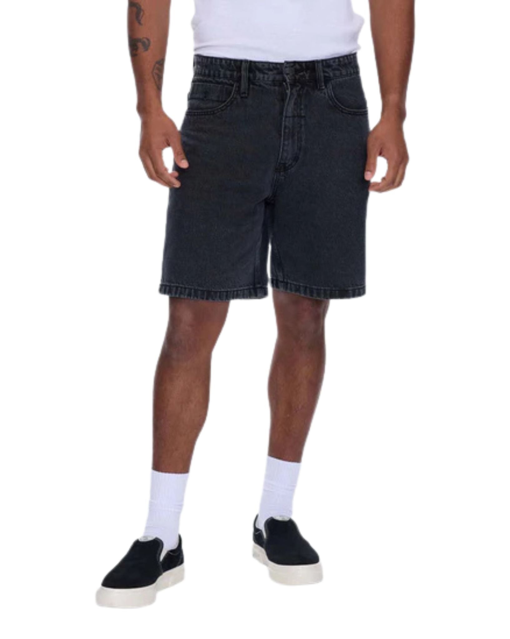 Thrills Slacker Relaxed Denim Short-Ebony