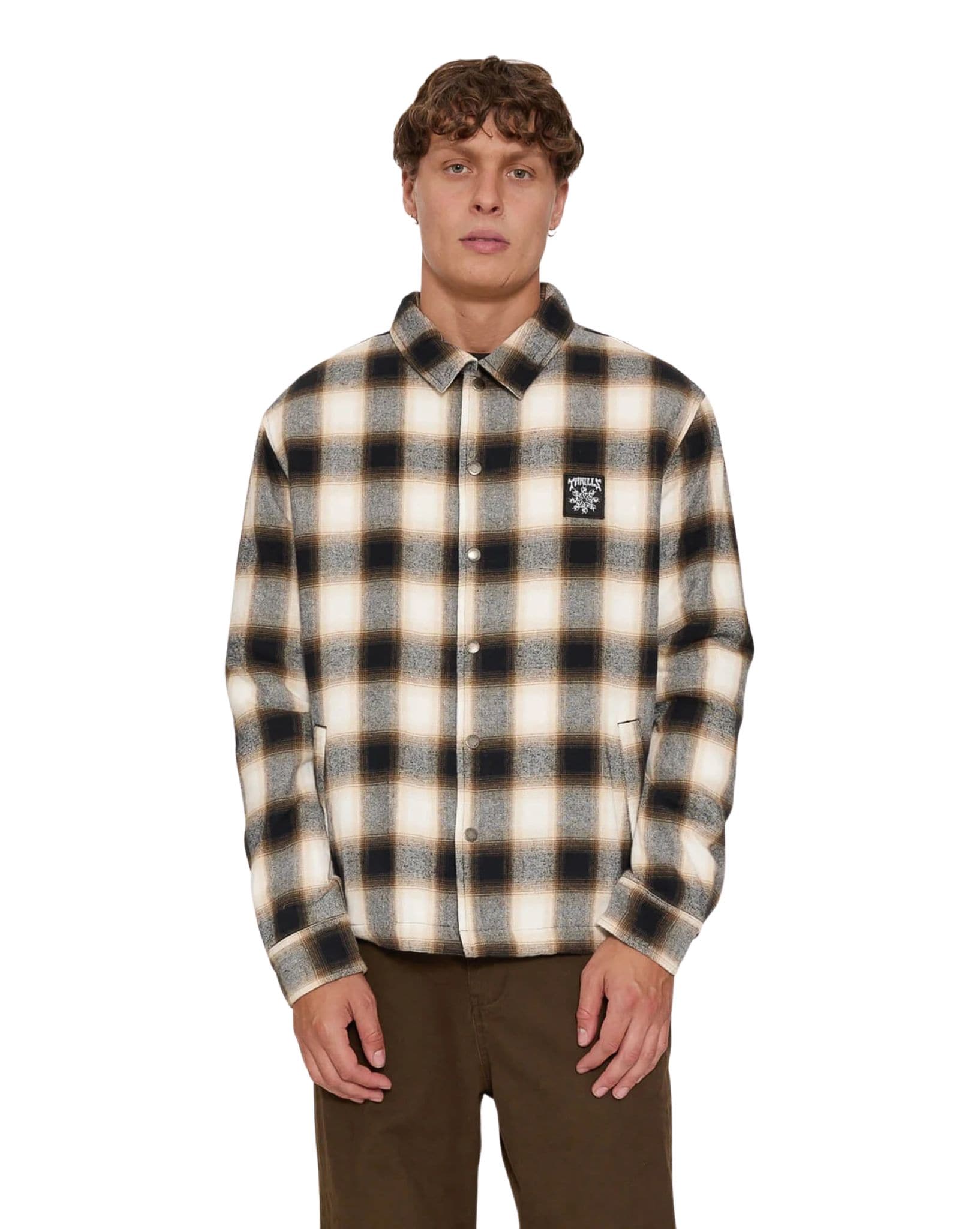 Thrills Stagger Cropped Flannel Jacket