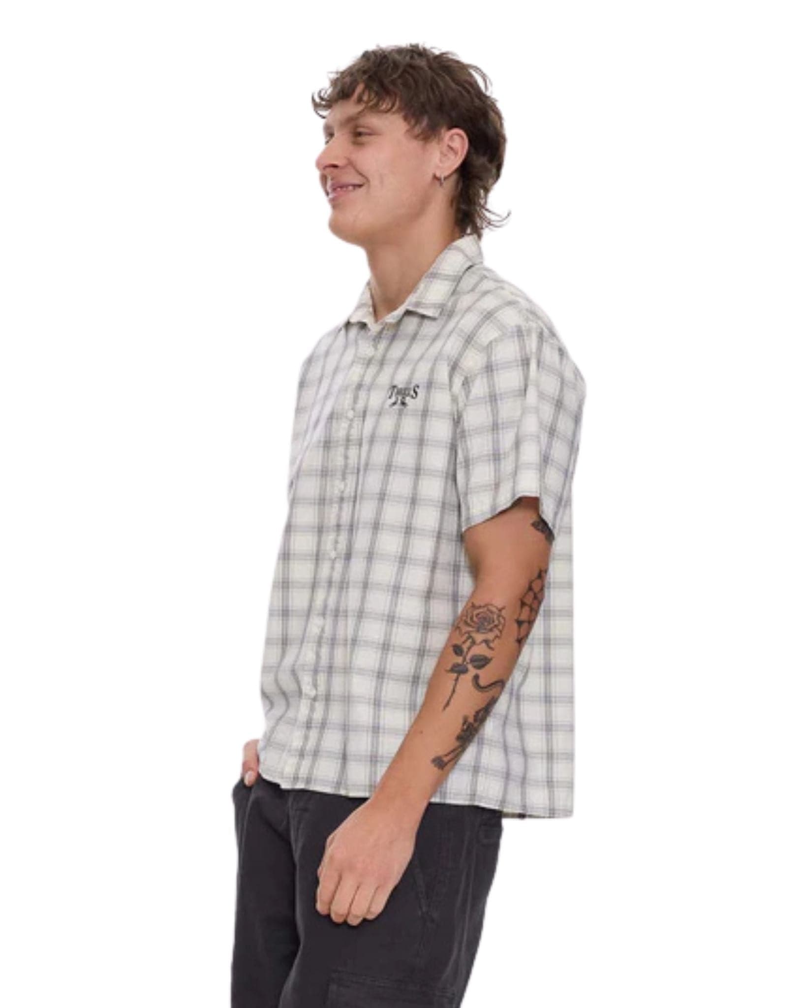 Thrills Touch The Sky Check Short Sleeve Cropped Shirt