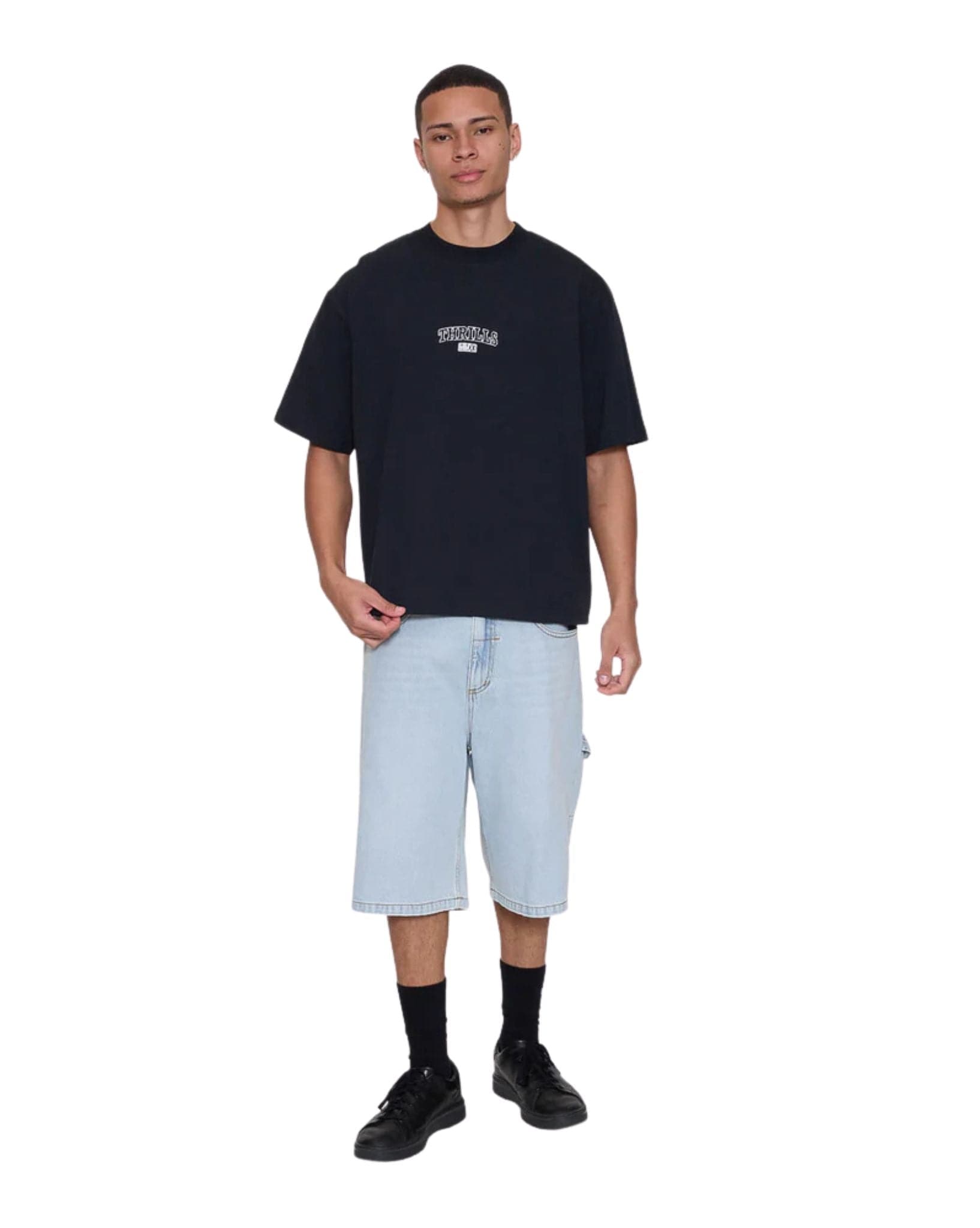 Thrills Victory Embro Box Fit Oversize Cropped Contrast Stitch Tee