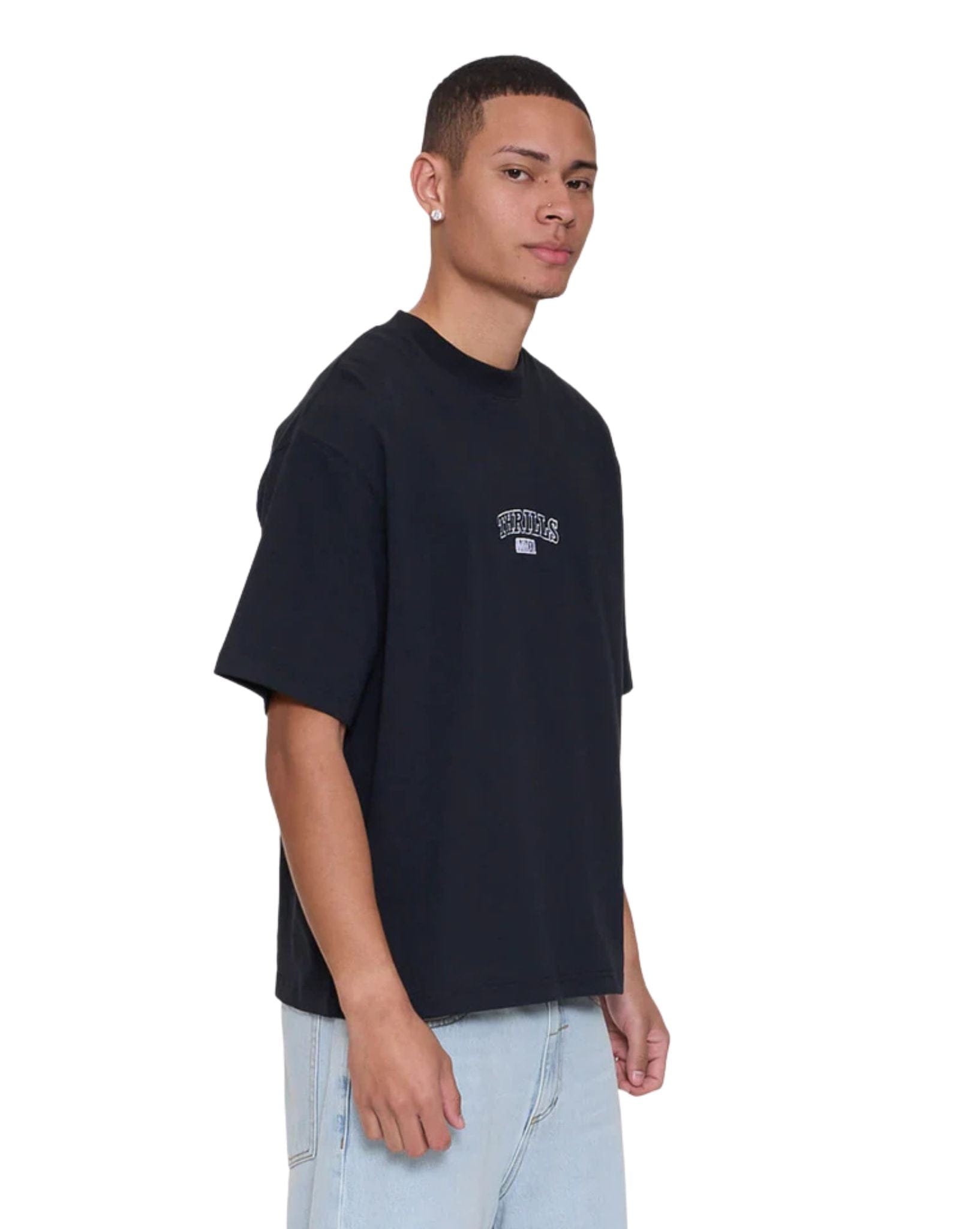 Thrills Victory Embro Box Fit Oversize Cropped Contrast Stitch Tee