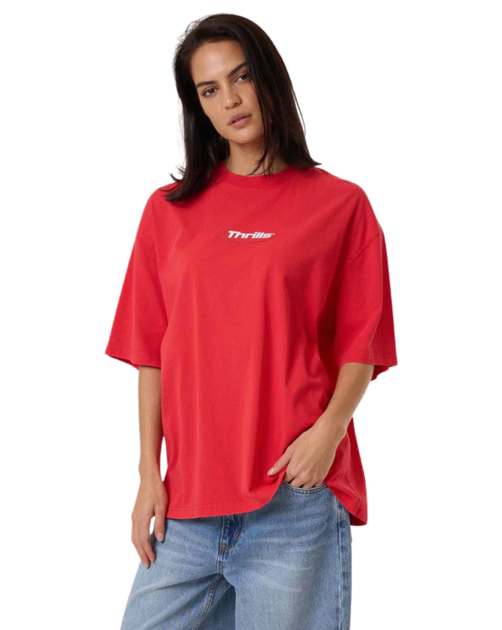 Thrills Womens Arena Oversized Tee - Flame Red