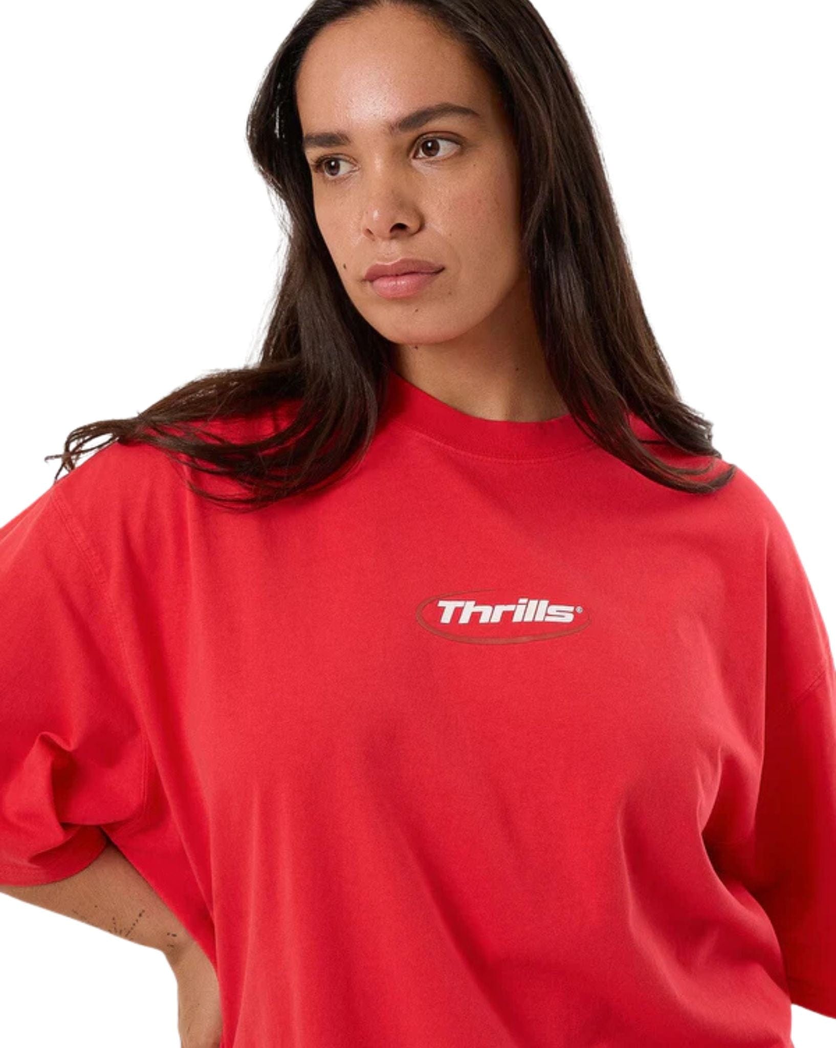 Thrills Womens Arena Oversized Tee - Flame Red