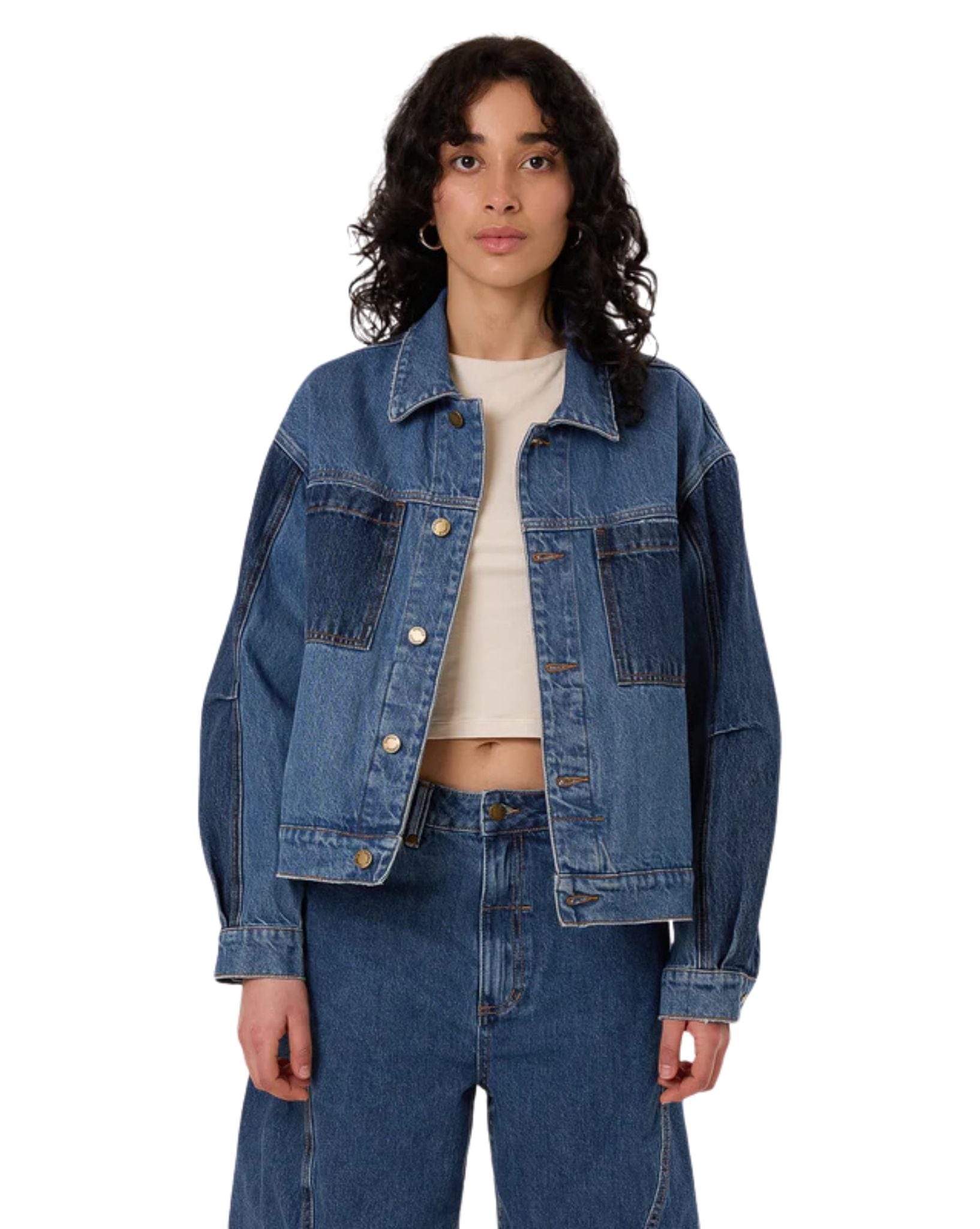 Thrills Womens Bailey Jacket - Two Tone Blue