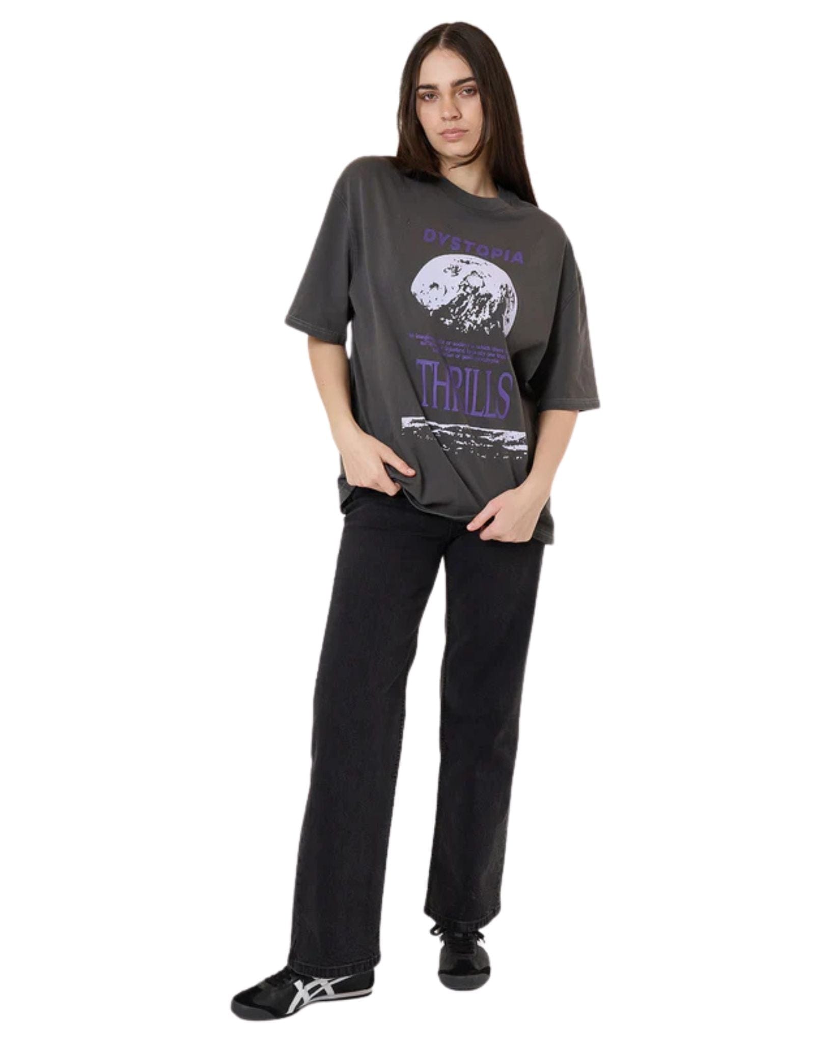 Thrills Womens Dystopia Oversized Tee - Merch Black