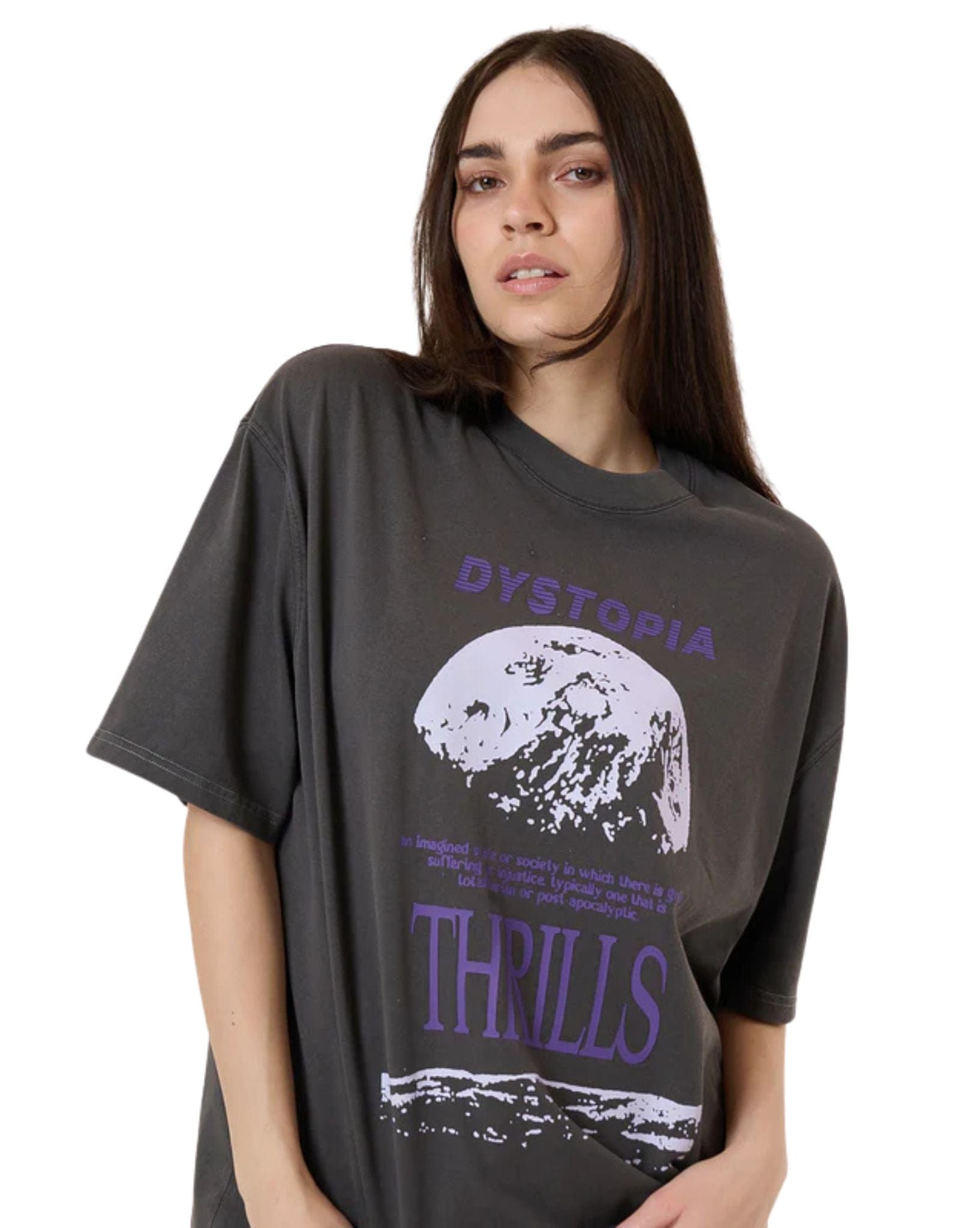 Thrills Womens Dystopia Oversized Tee - Merch Black