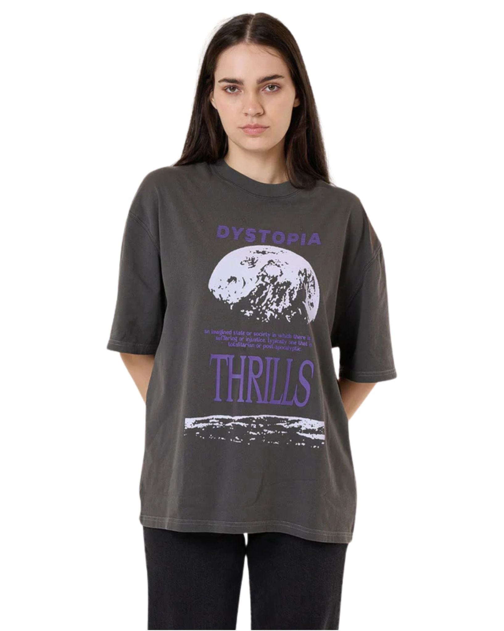 Thrills Womens Dystopia Oversized Tee - Merch Black