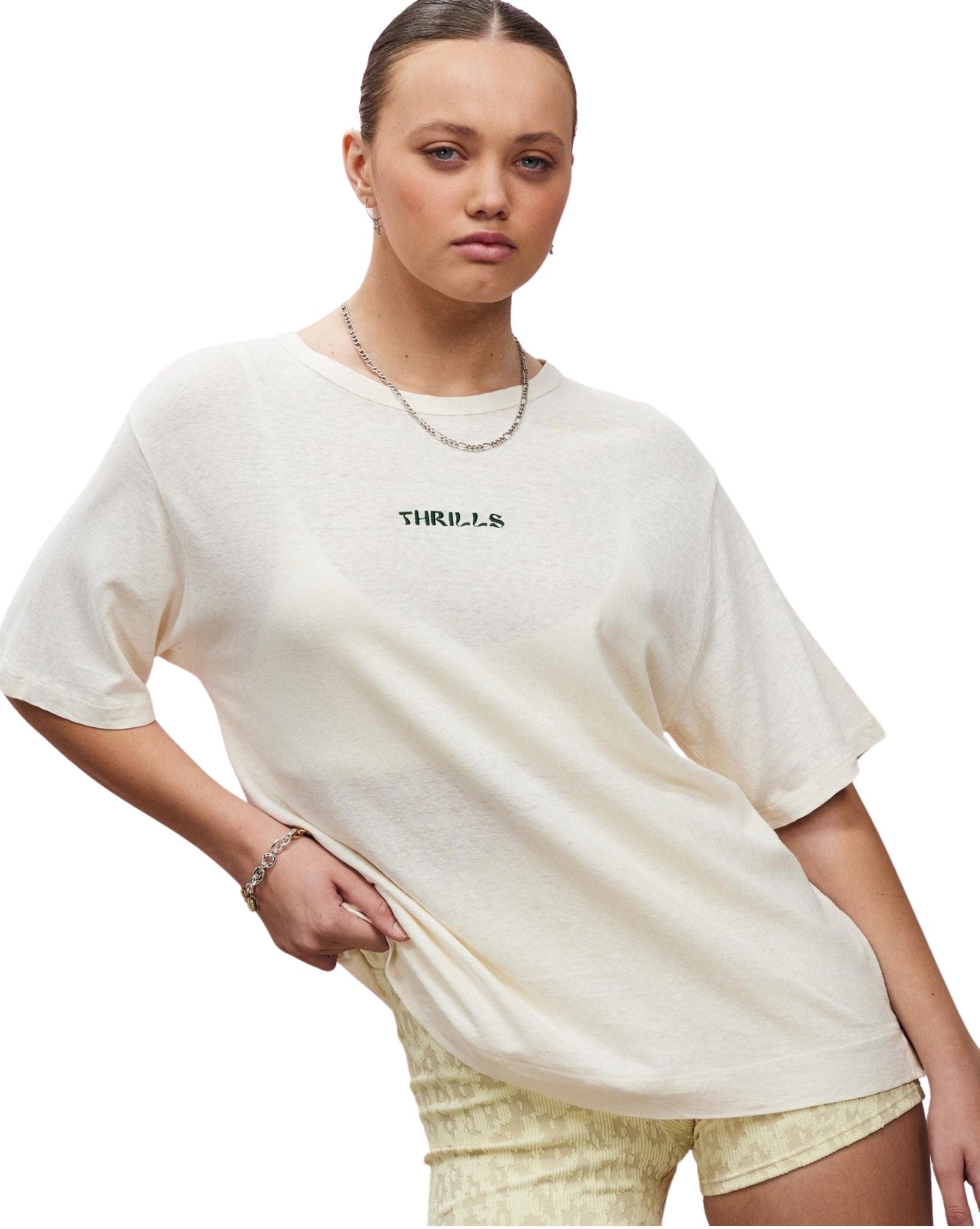 Thrills Womens Enlightenment Embro Hemp Box Fit Tee