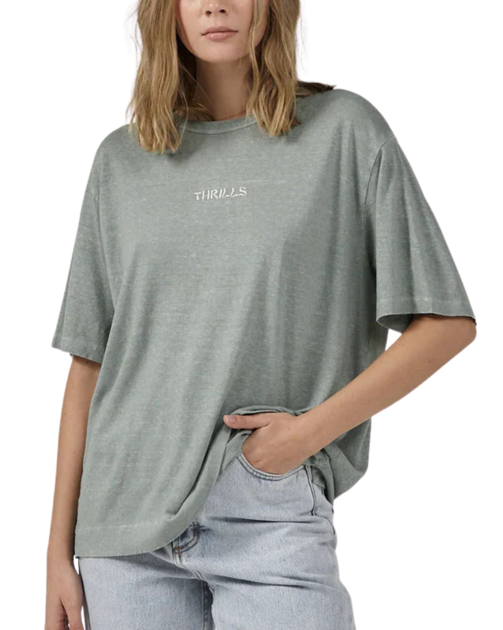 Thrills Womens Enlightenment Embro Hemp Box Fit Tee