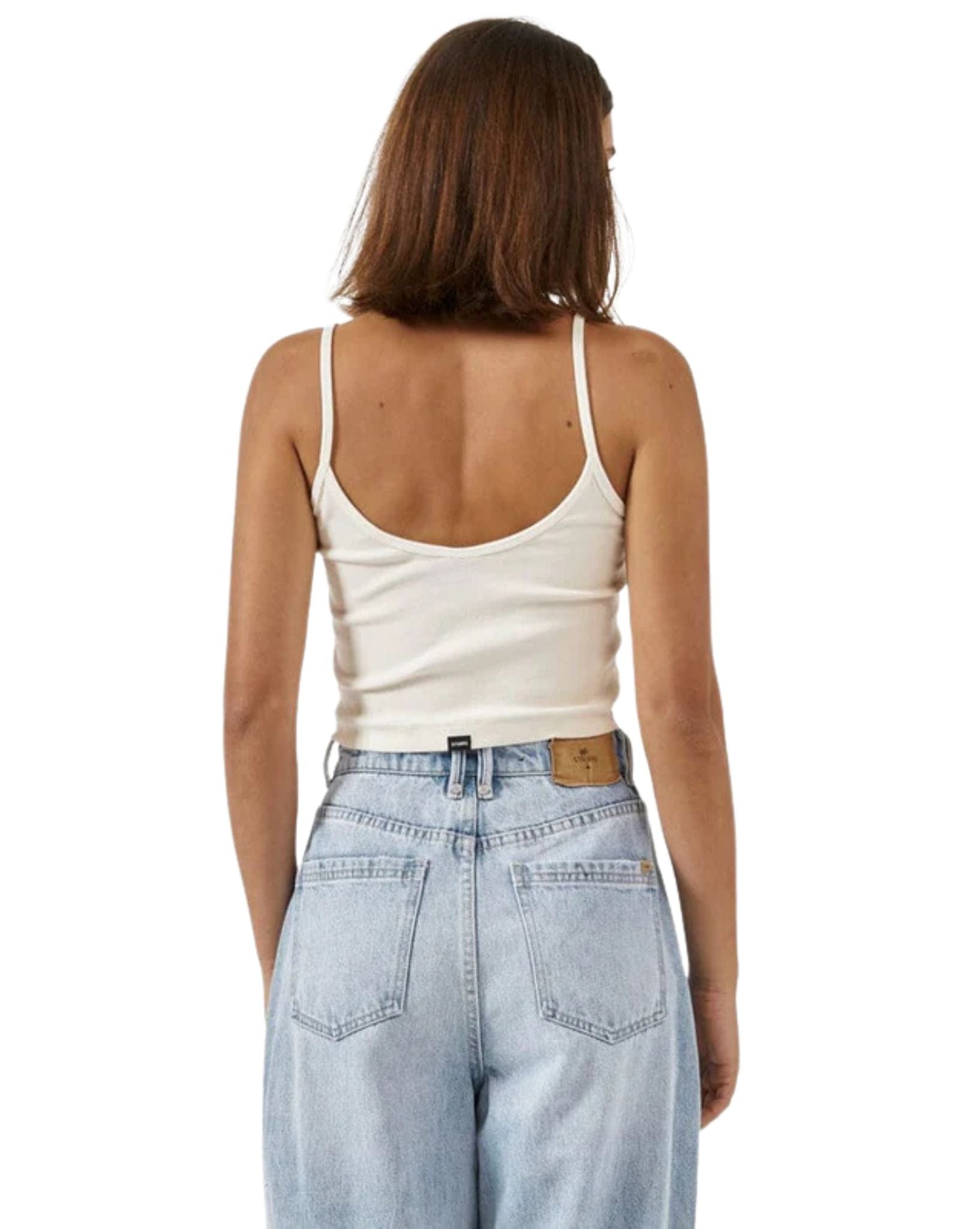 Thrills Womens Inlay Crop Bound Tank - Heritage White