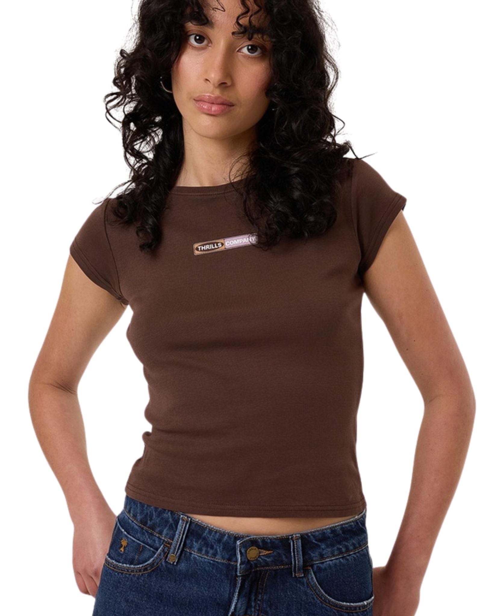 Thrills Womens Locked In Club Tee - Coffee