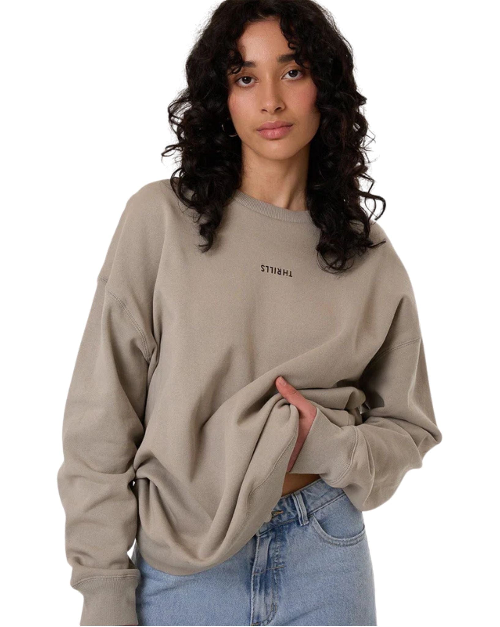 Thrills Womens Minimal Thrills Slouch Crew - String