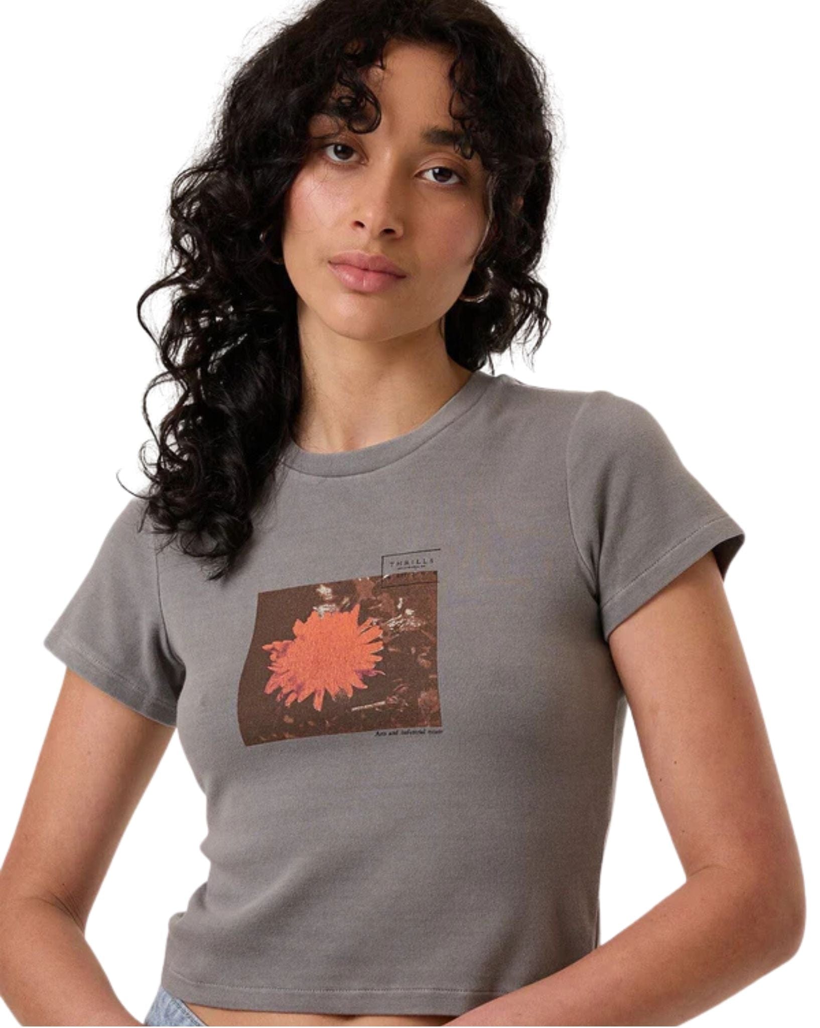 Thrills Womens Natures Library Mini Tee - Washed Grey