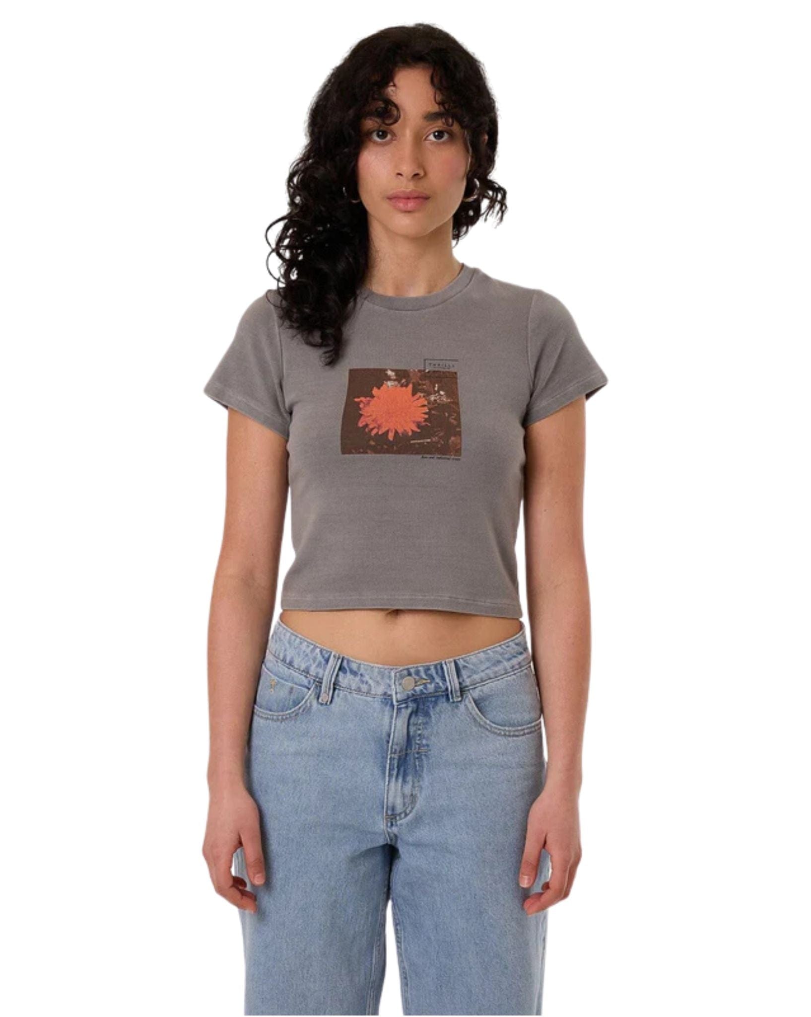 Thrills Womens Natures Library Mini Tee - Washed Grey