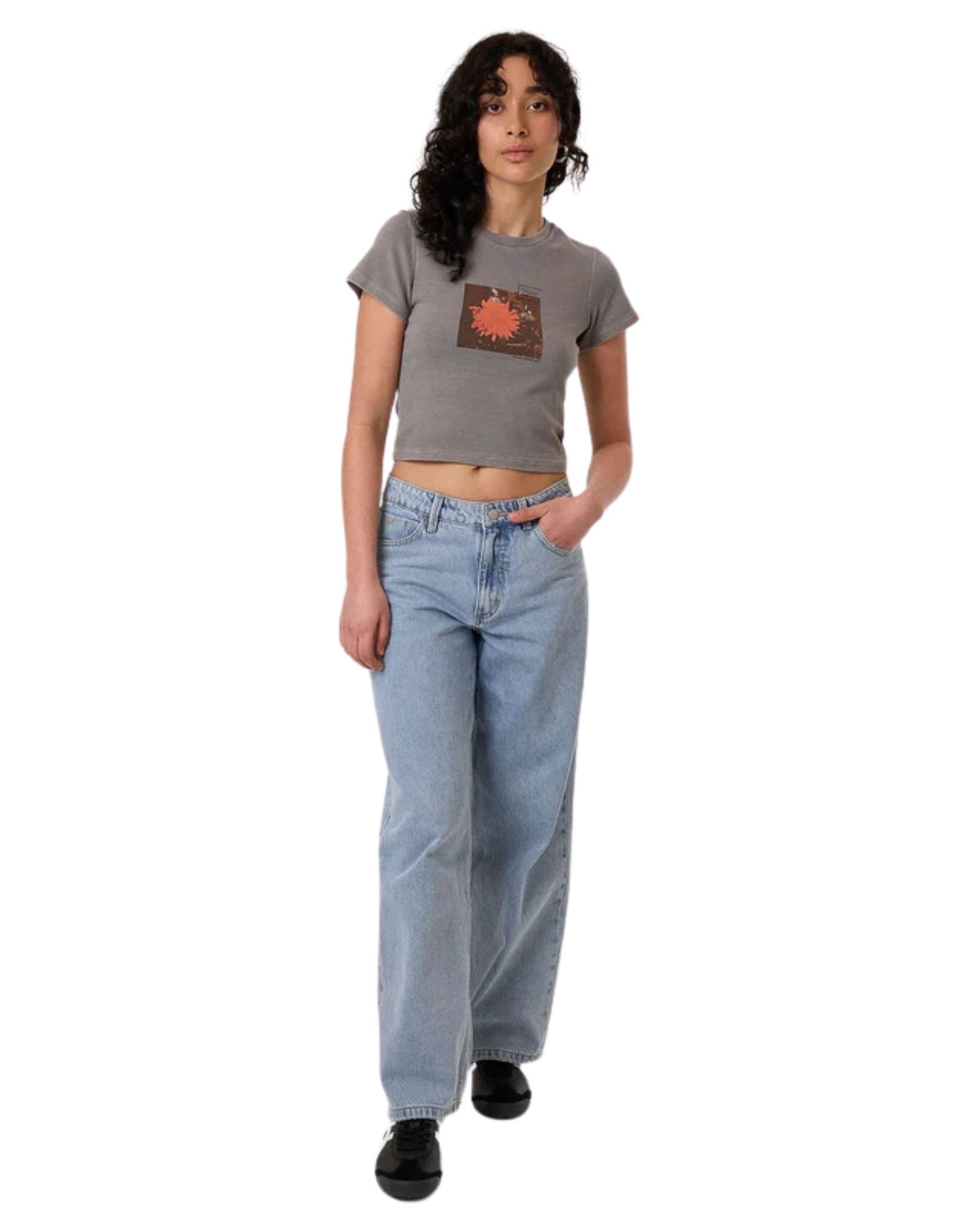Thrills Womens Natures Library Mini Tee - Washed Grey