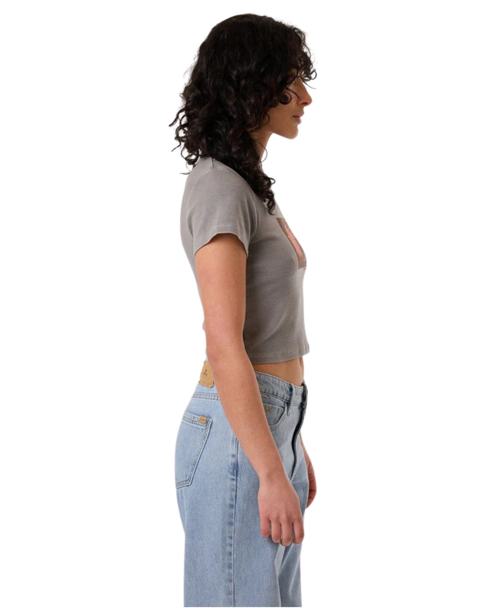 Thrills Womens Natures Library Mini Tee - Washed Grey