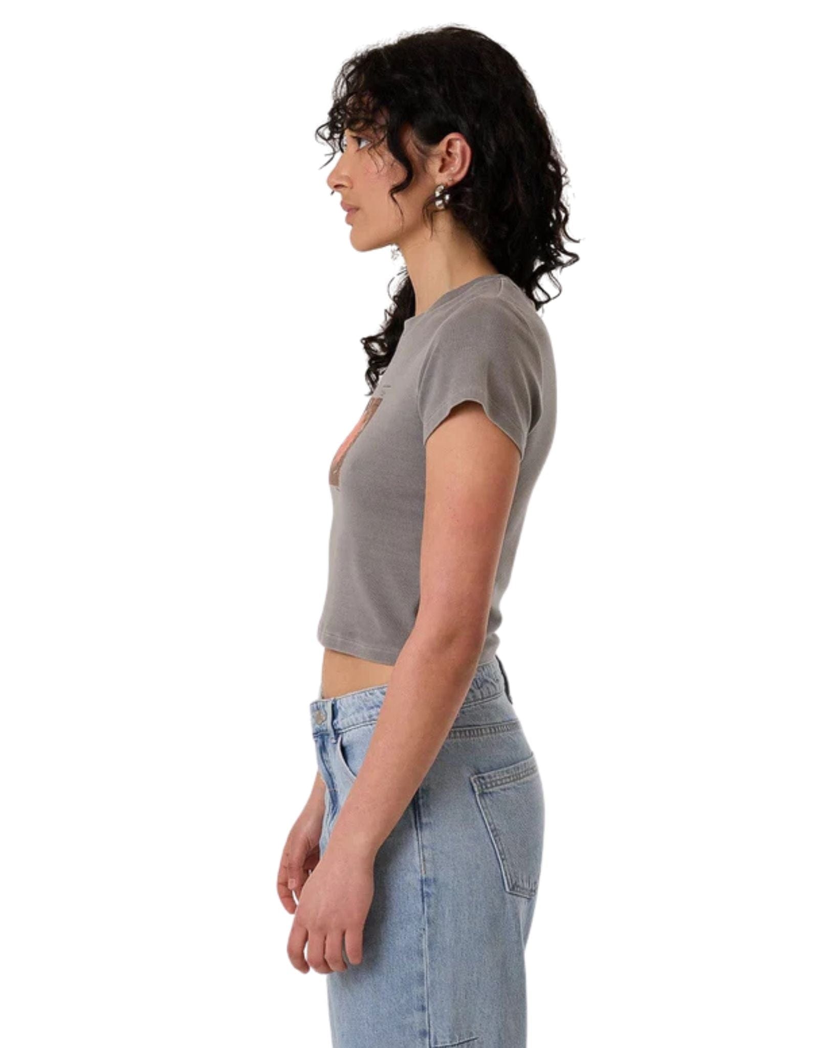 Thrills Womens Natures Library Mini Tee - Washed Grey