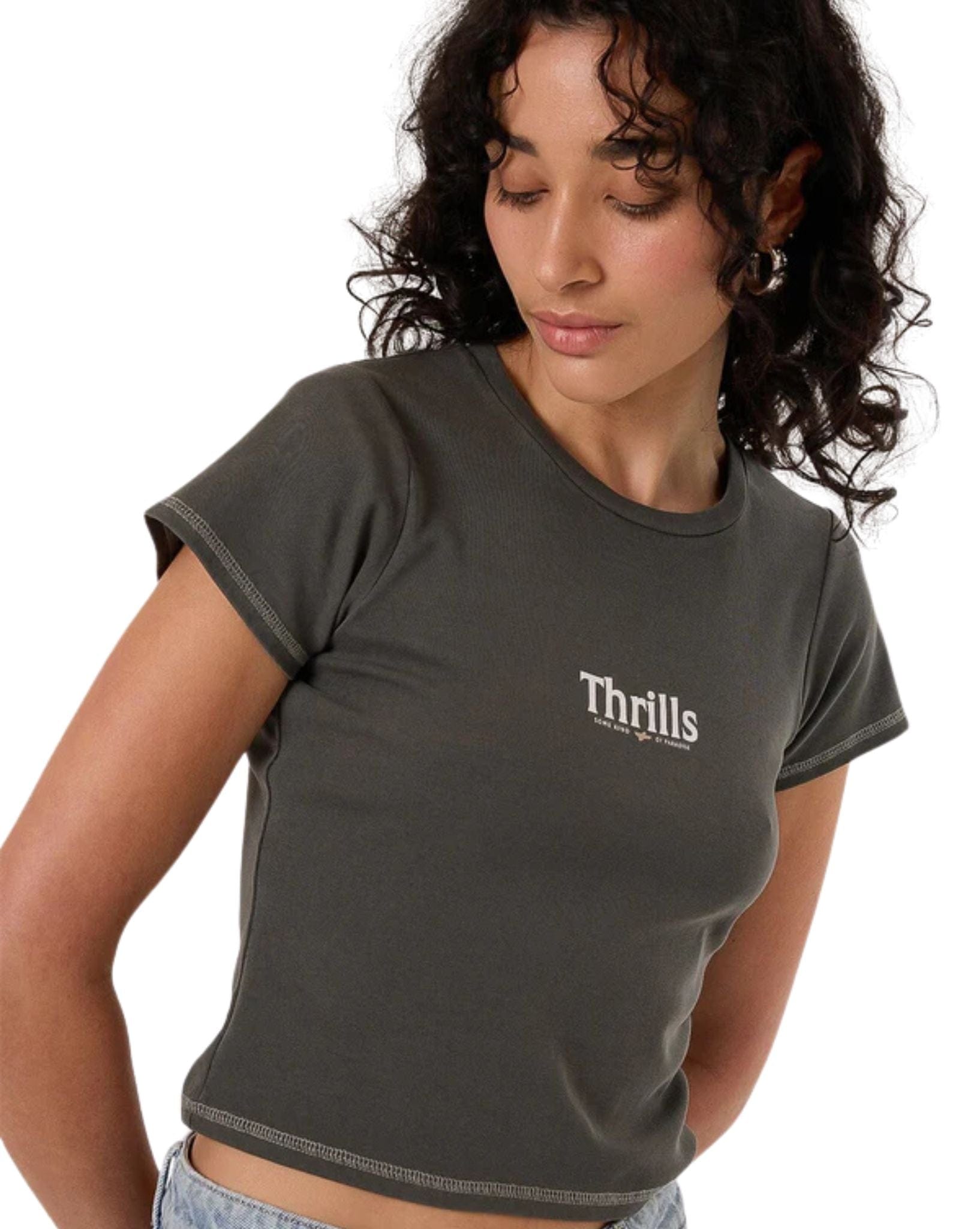Thrills Womens Road To Paradise Mini Tee - Merch  Black