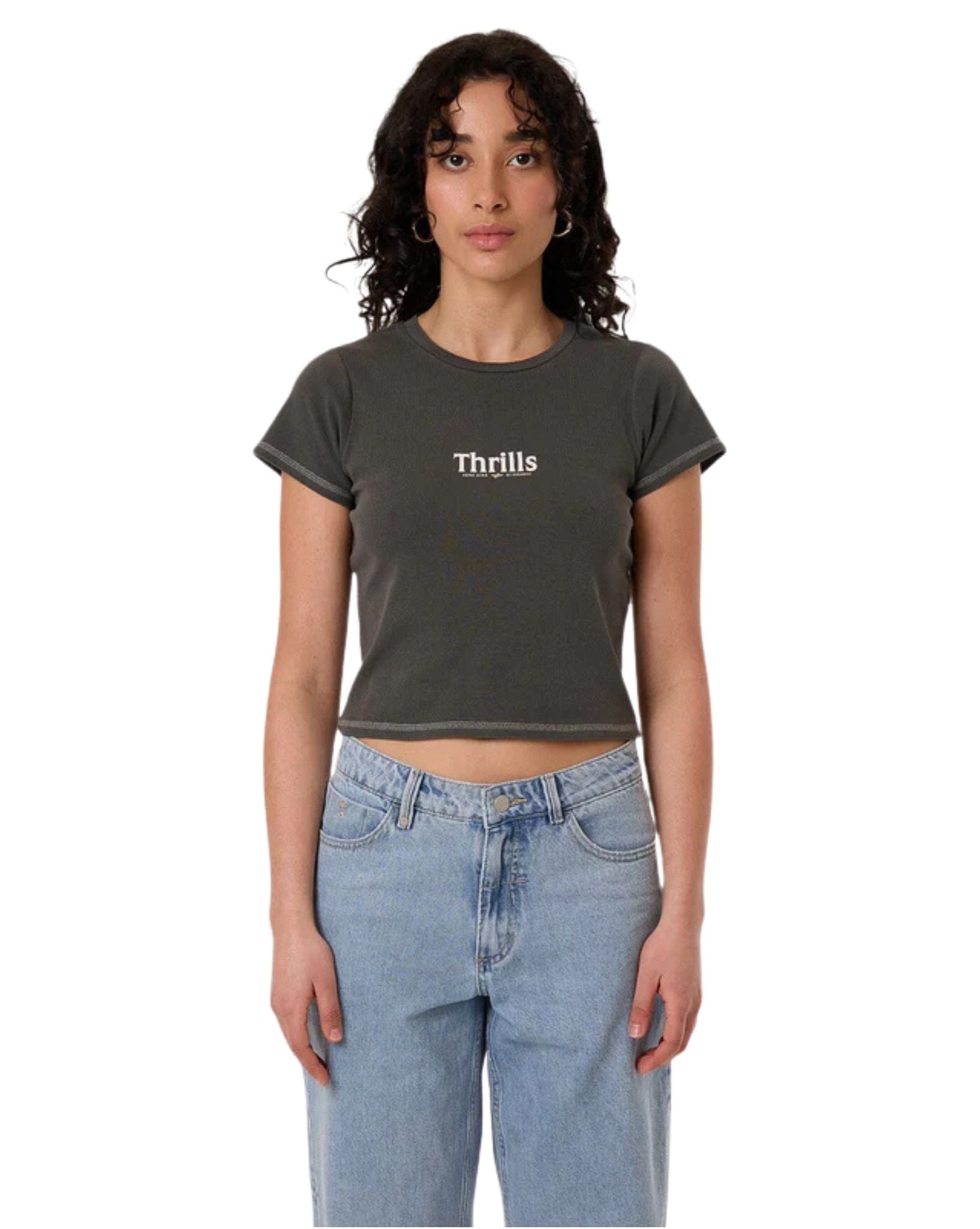 Thrills Womens Road To Paradise Mini Tee - Merch  Black