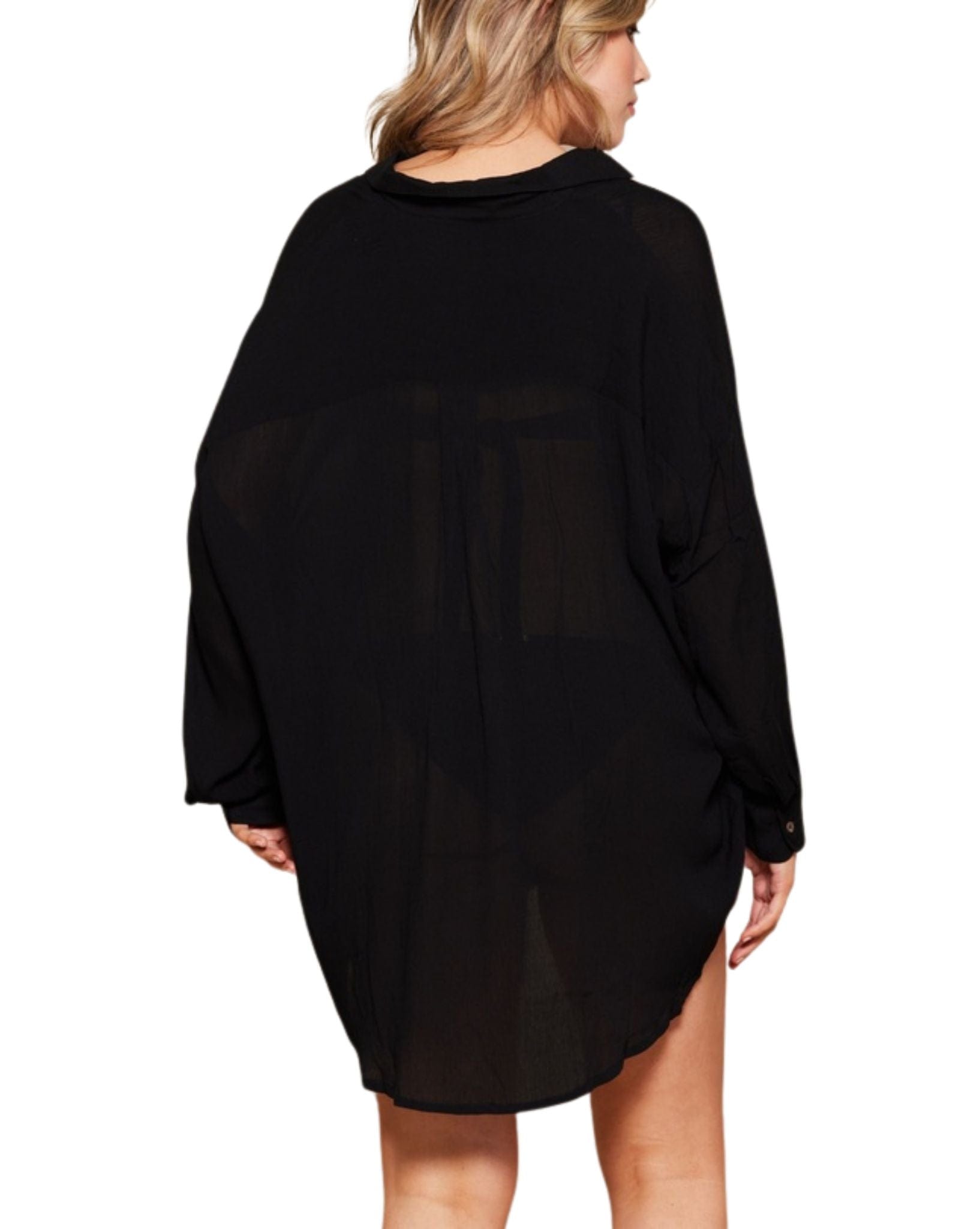 Tigerlily Womens Swim Classics Amal Shirt Dress - Licorice