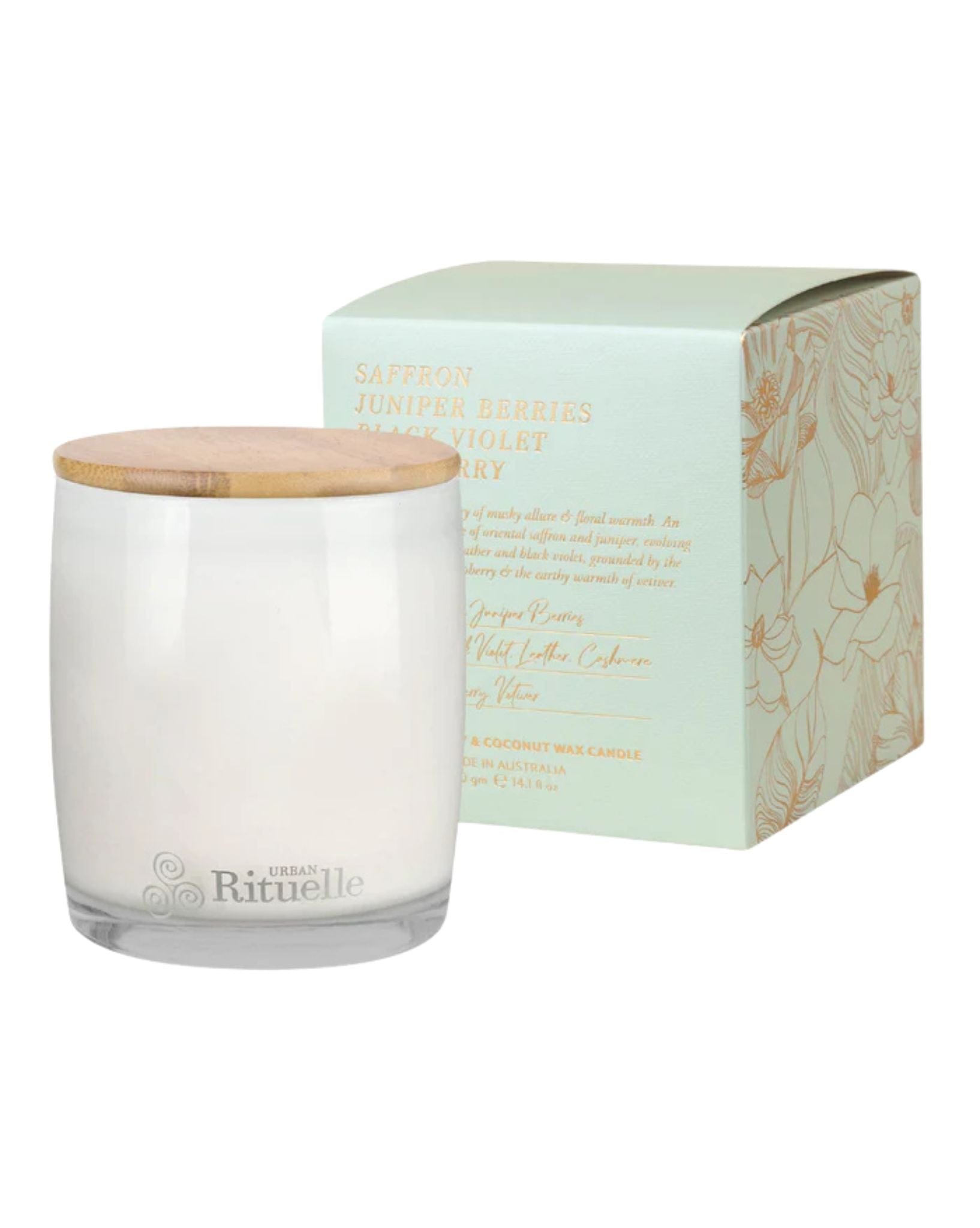 Urban Rituelle Apotheca - Candle 400gm- Saffron, Juniper Berries, Black Violet,  Raspberry