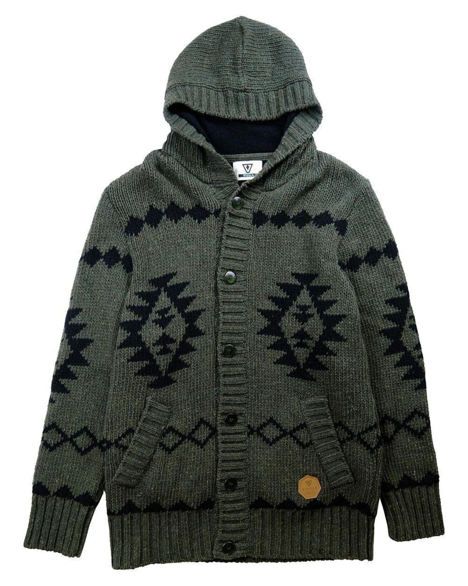 Vissla Mens Bocas Caridgan Eco Sweater - Dark Olive