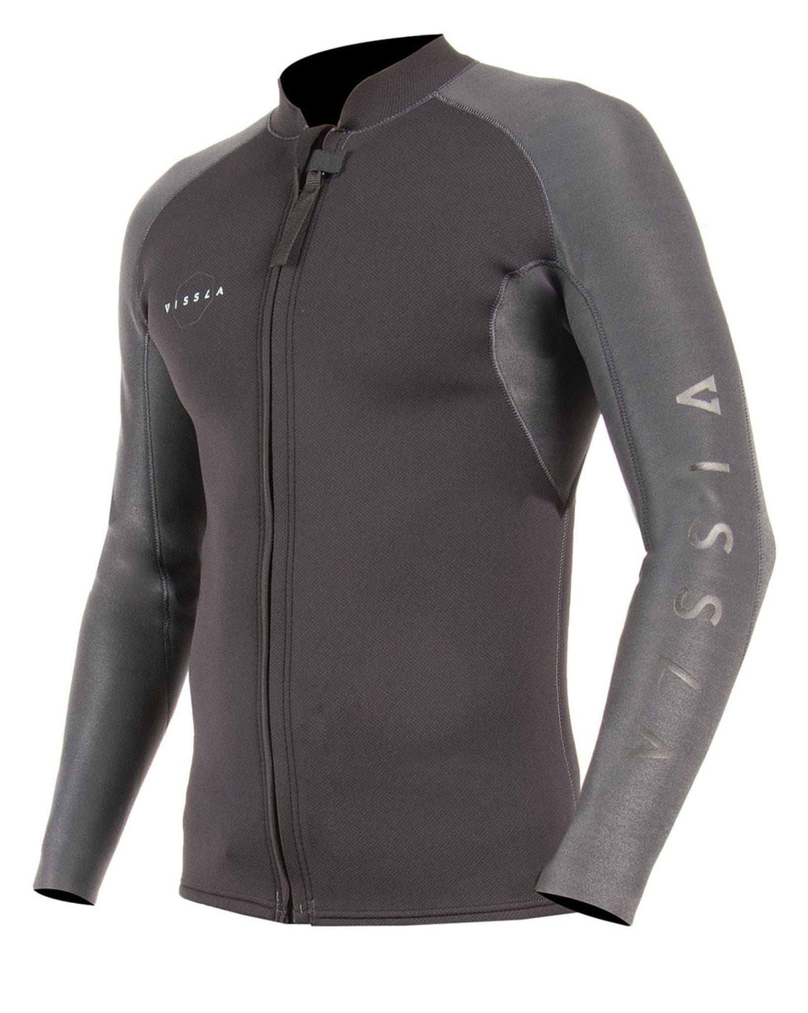Vissla Mens High Seas 2mm Front Zip LS Jacket - Charcoal