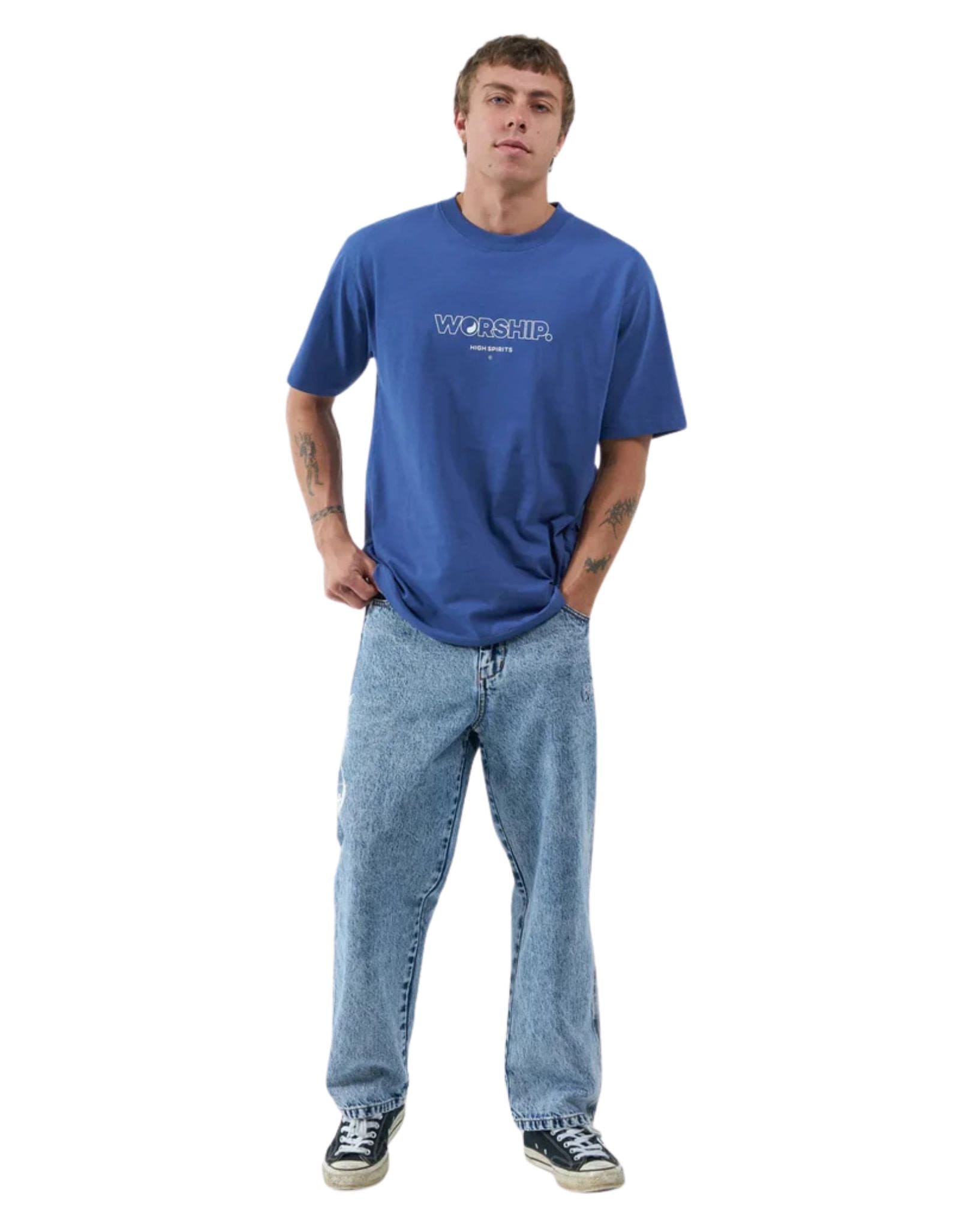 Worship Mens Core Tee Blue Steel