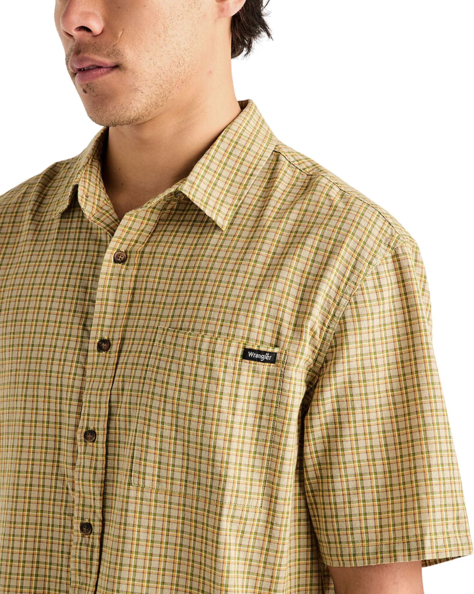 Wrangler Mens Boxcar Shirt - Tan Check