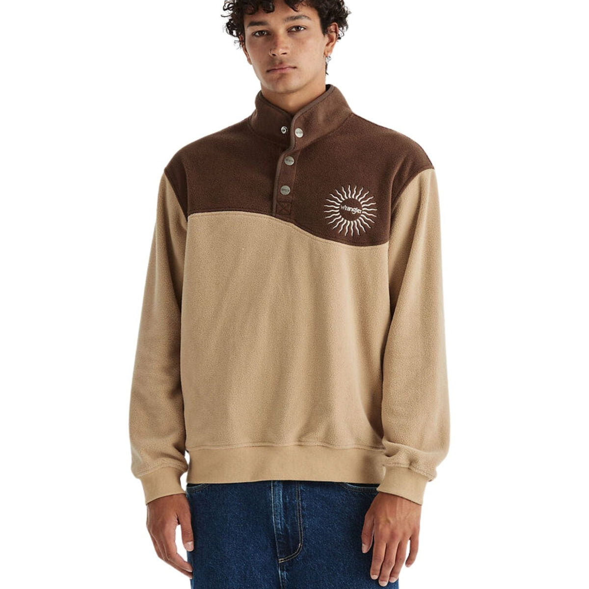 Wrangler Mens Mountains Polar Fleece Brown Sand