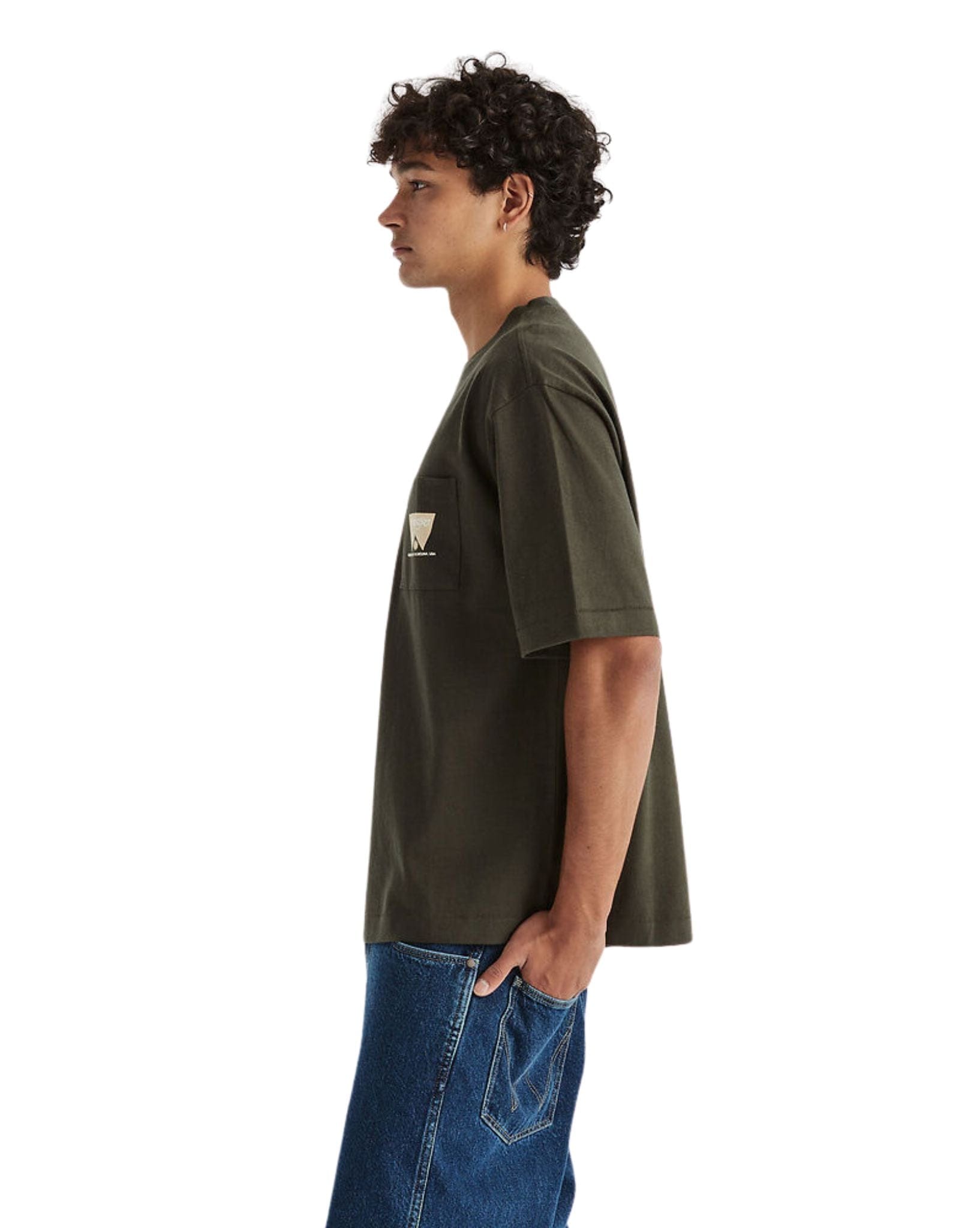 Wrangler Mens Outdoor Boxcar Pocket Tee - Dark Slate