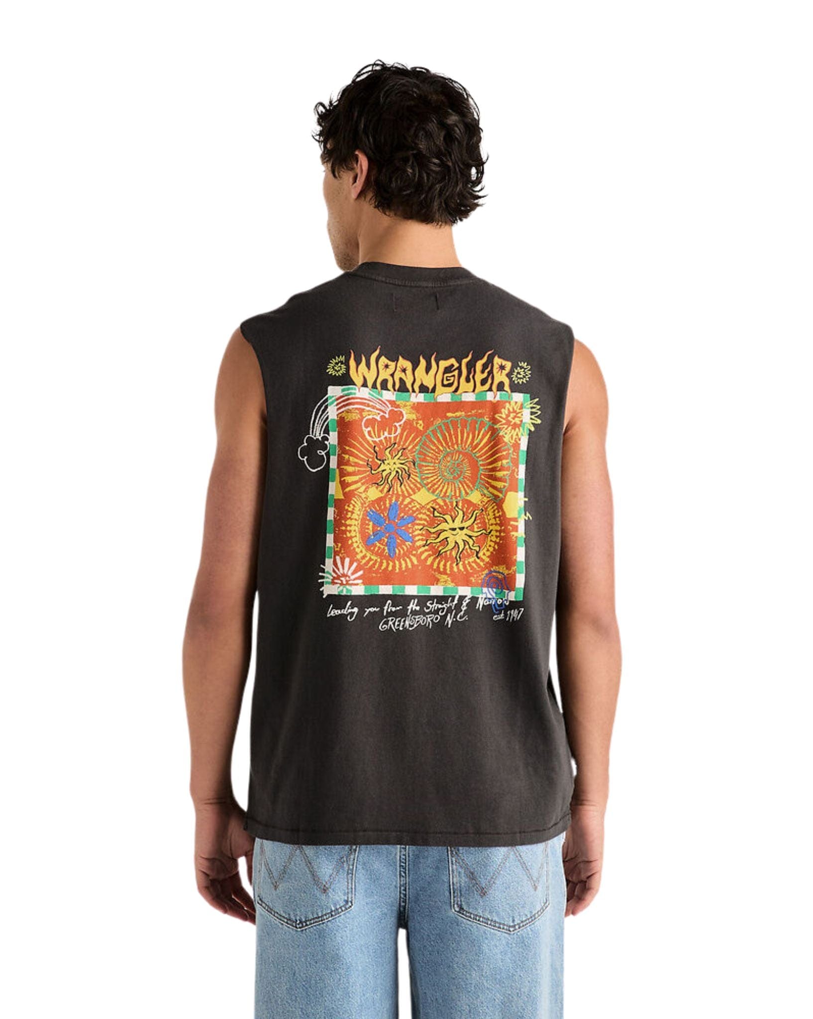 Wrangler Mens Tank Fossil Muscle tee - Worn Black