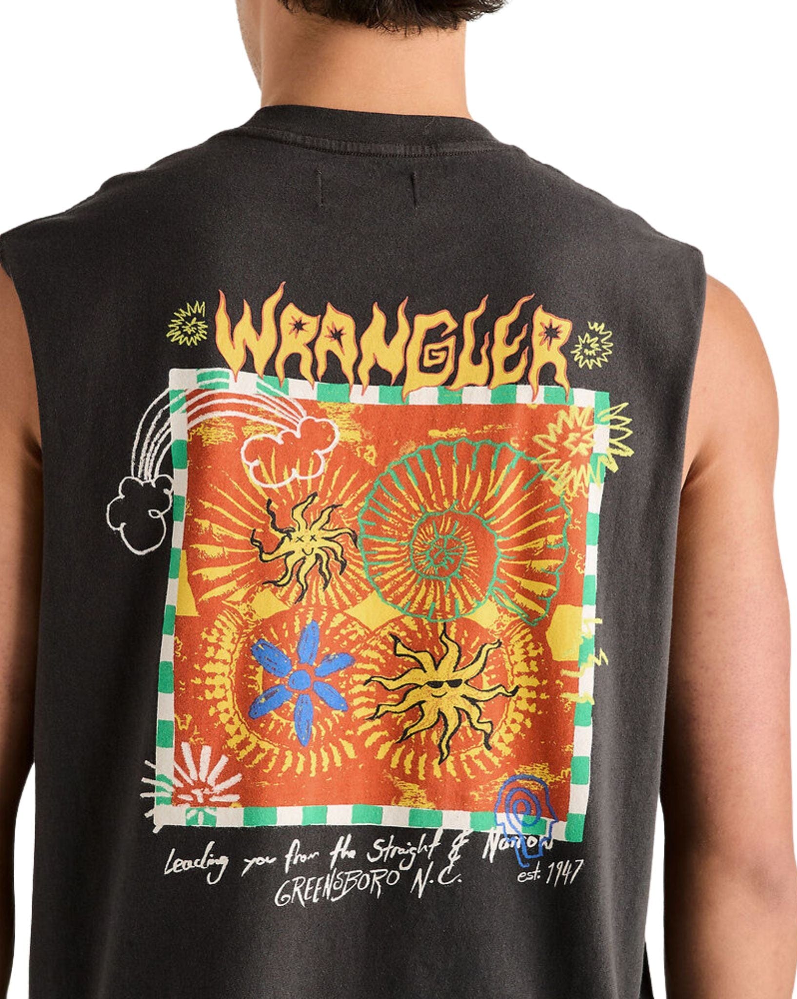 Wrangler Mens Tank Fossil Muscle tee - Worn Black