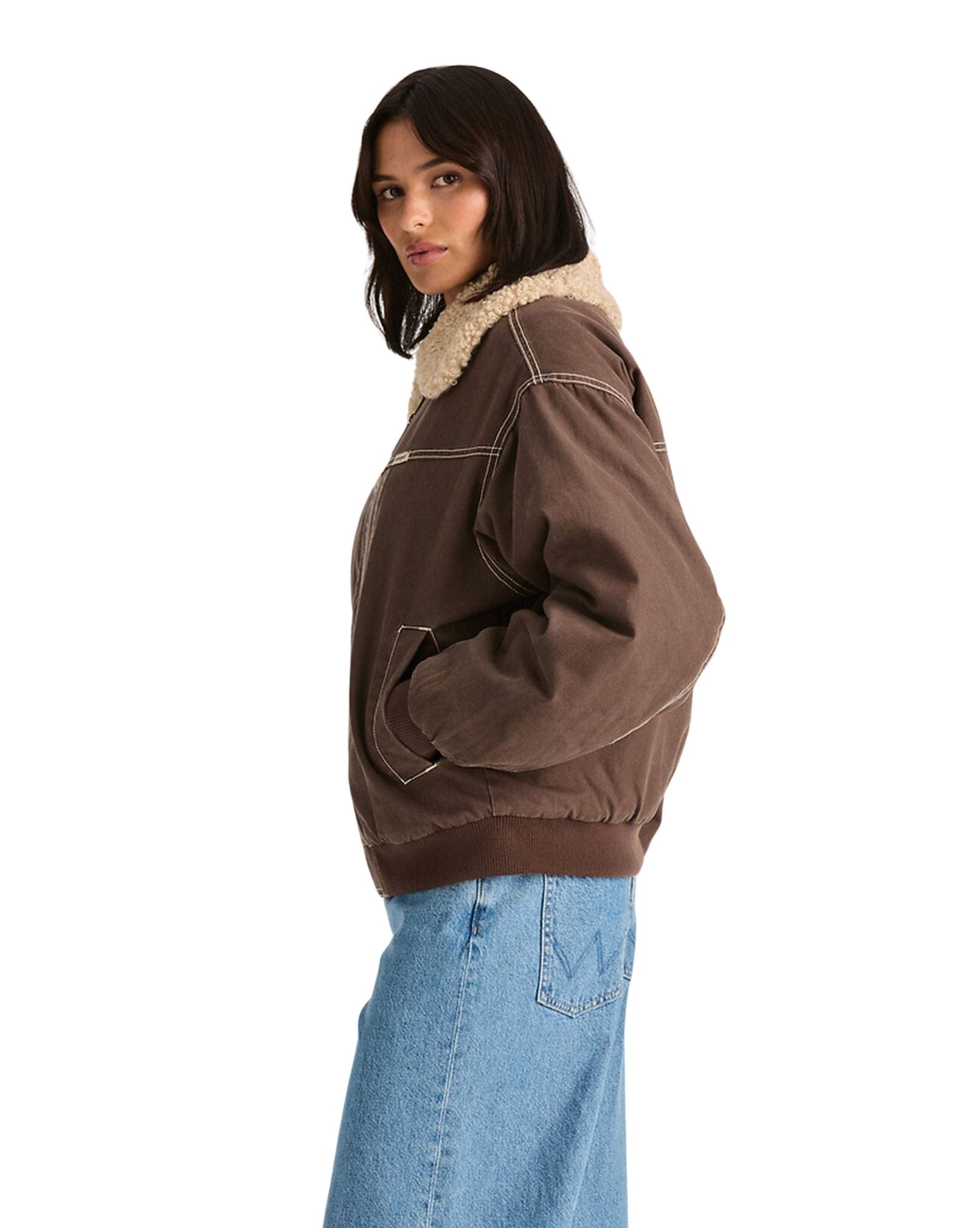 Wrangler Womens Carrie Bomber Jacket - Brown