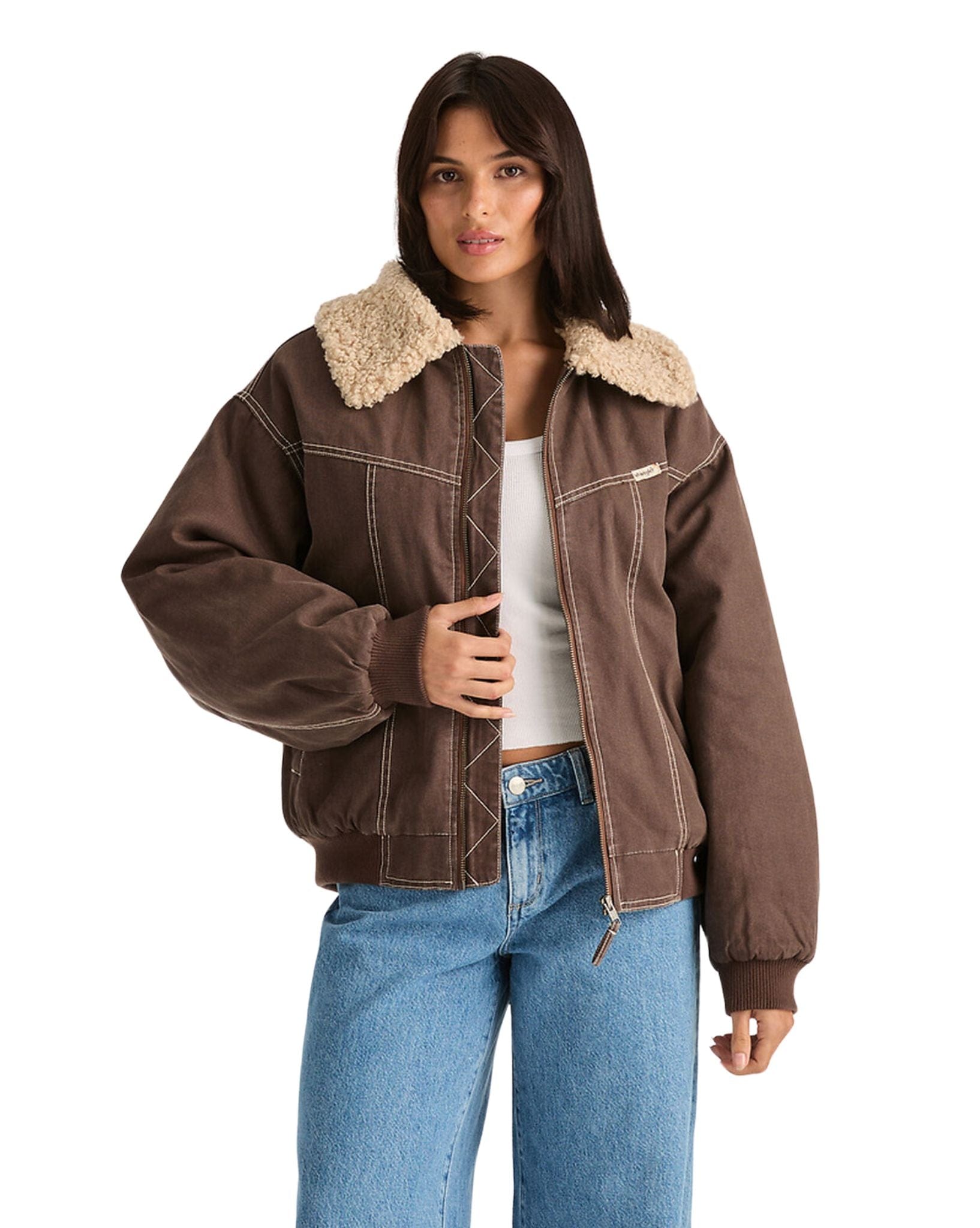 Wrangler Womens Carrie Bomber Jacket - Brown
