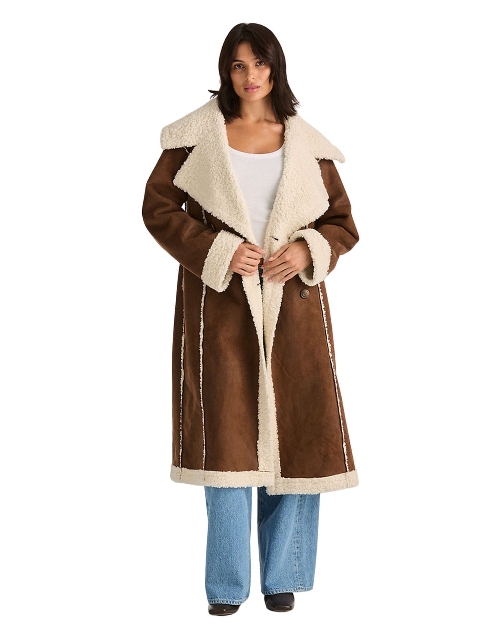 Wrangler Womens Heather Sherpa Coat - Woodland Brown