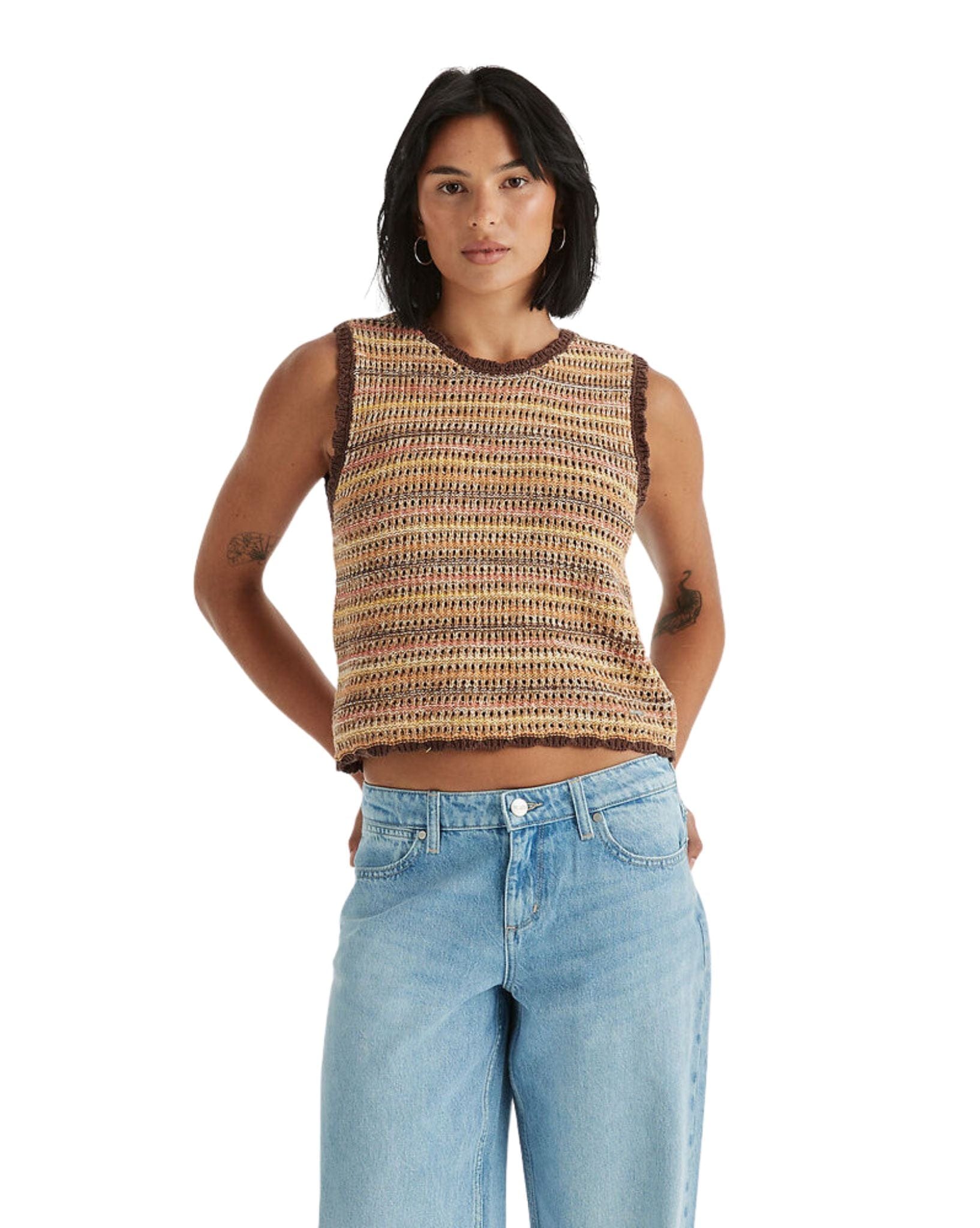 Wrangler Womens Luna Knit Vest - Sunburnt Stripe