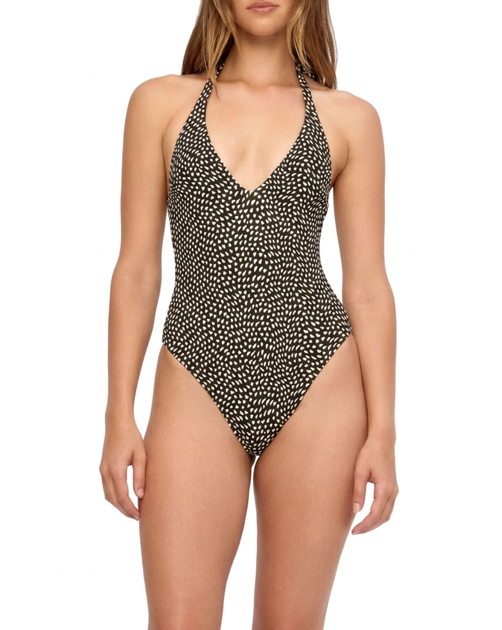 Zulu & Zephyr Black Spot Halter One Piece