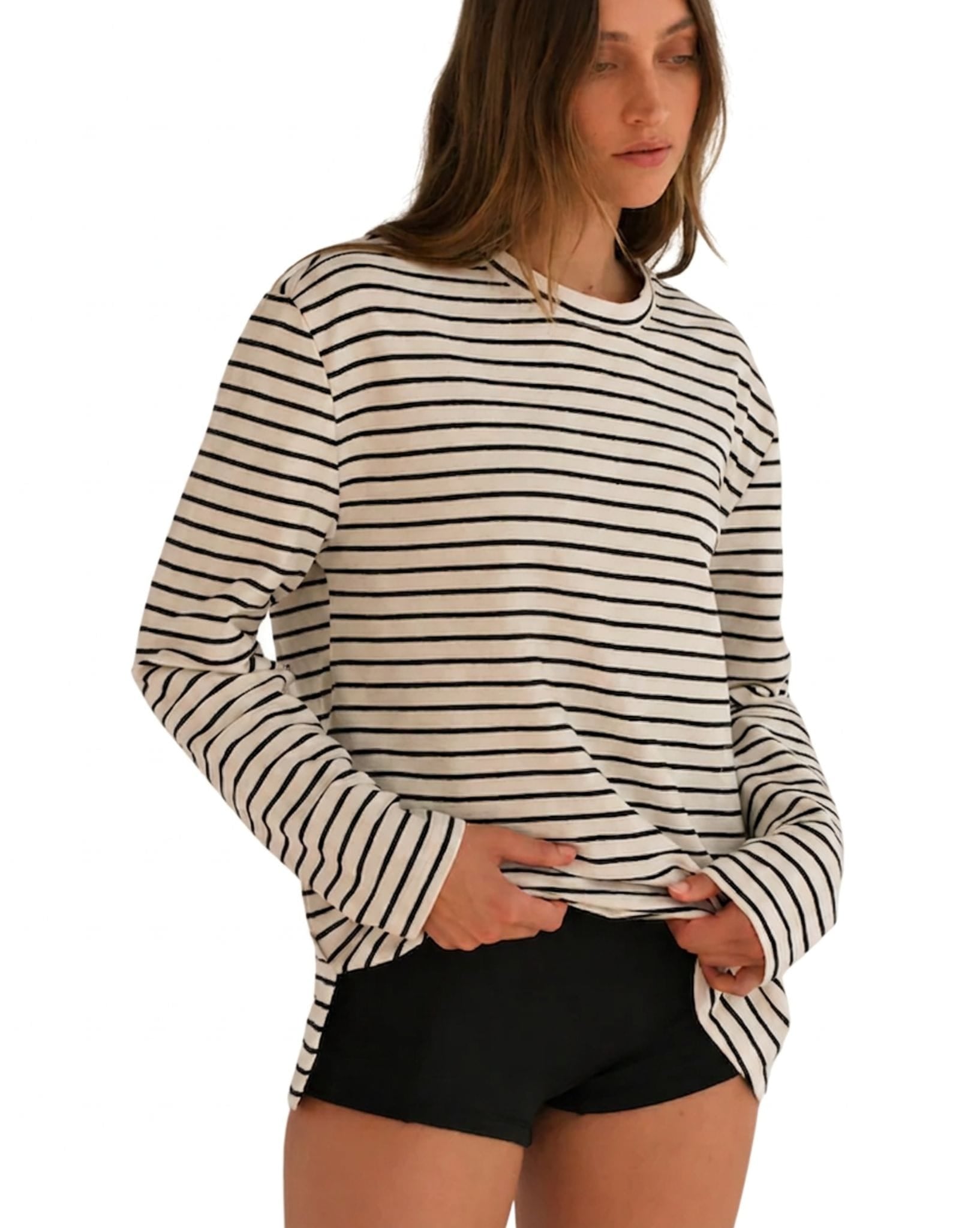 Zulu & Zephyr Black Stripe Jersey Long Sleeve Top