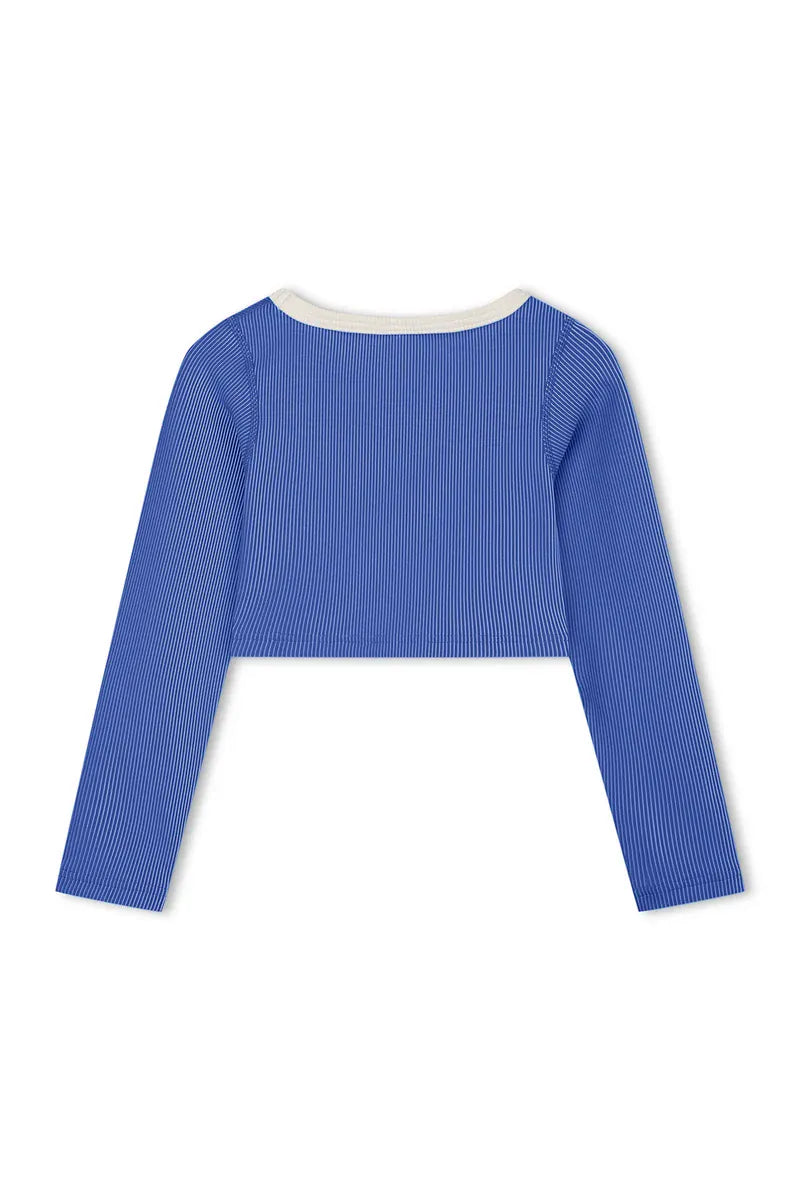 Zulu & Zephyr Girls Mini Stripe Crop Rashie - Sea Blue