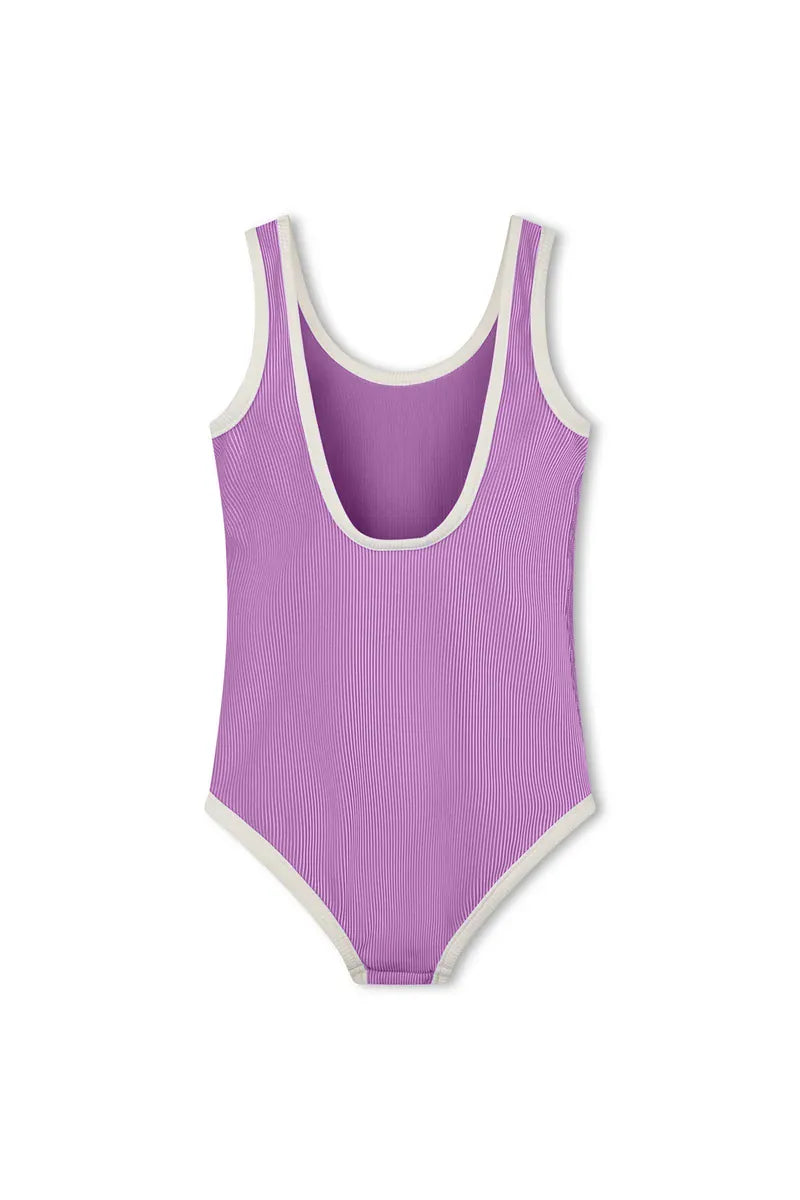 Zulu & Zephyr Girls Mini Stripe Scoop One Piece - Lilac