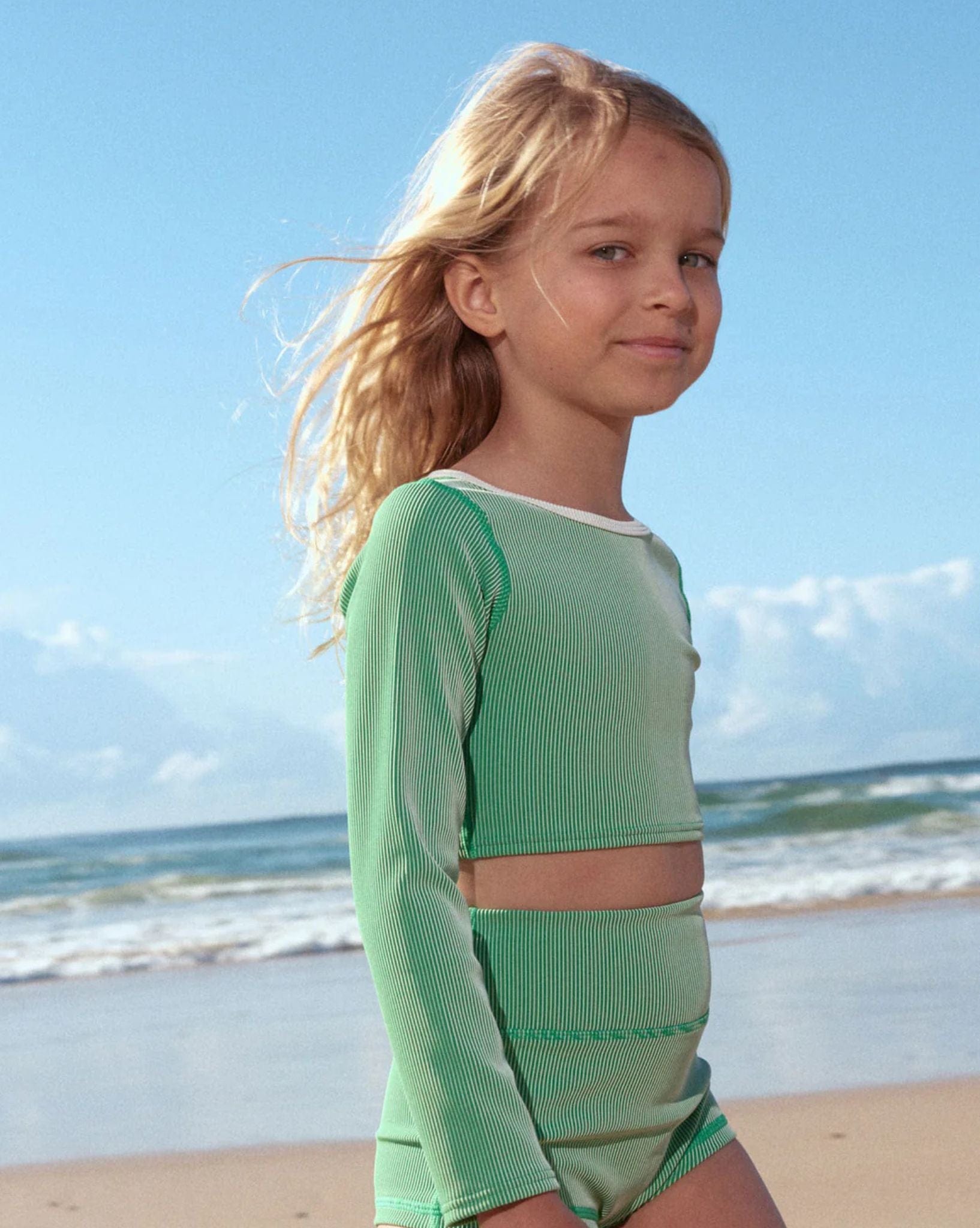Zulu & Zephyr Mini Stripe Rib Crop Rashie