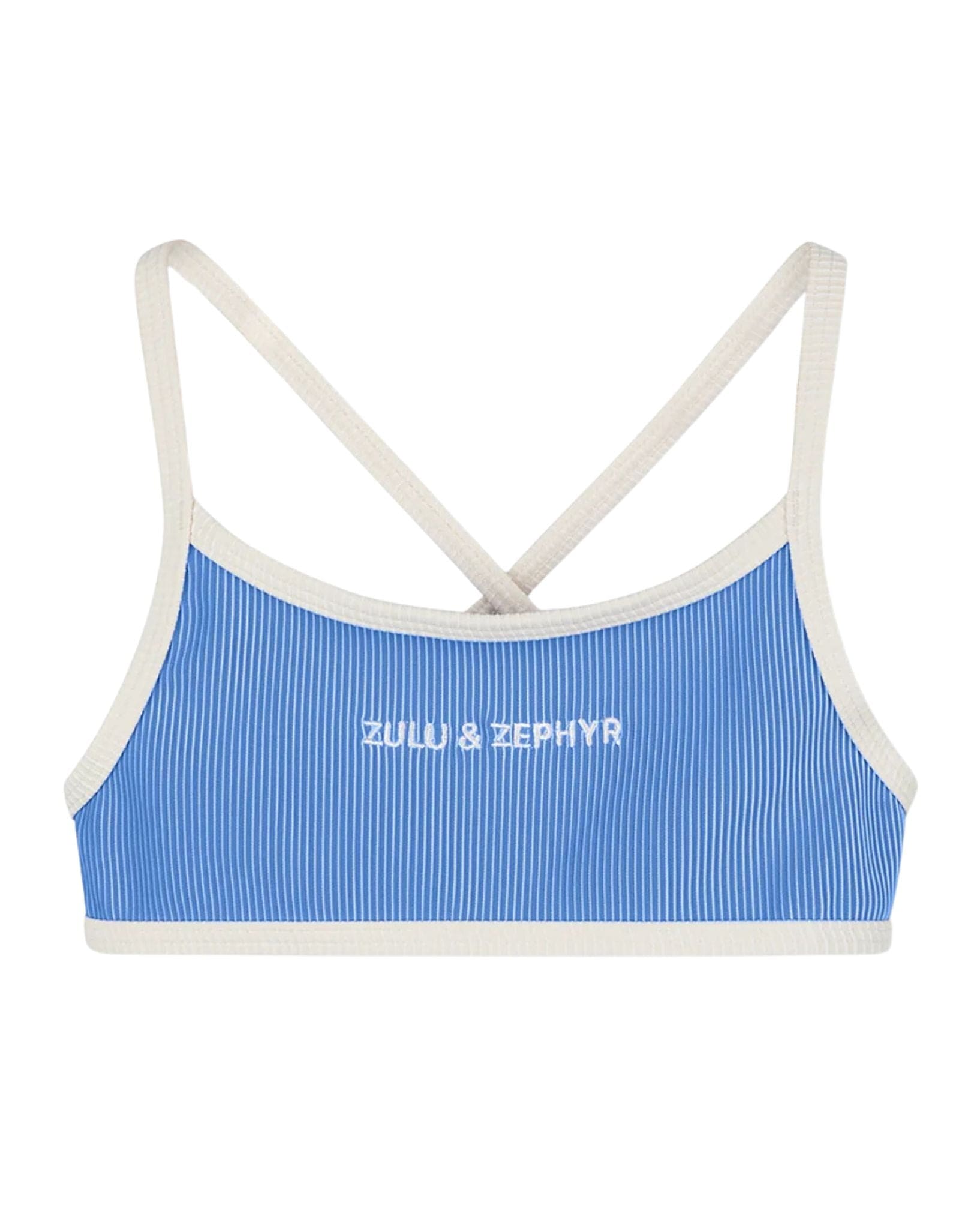 Zulu & Zephyr Mini Stripe Rib Logo Bikini Top