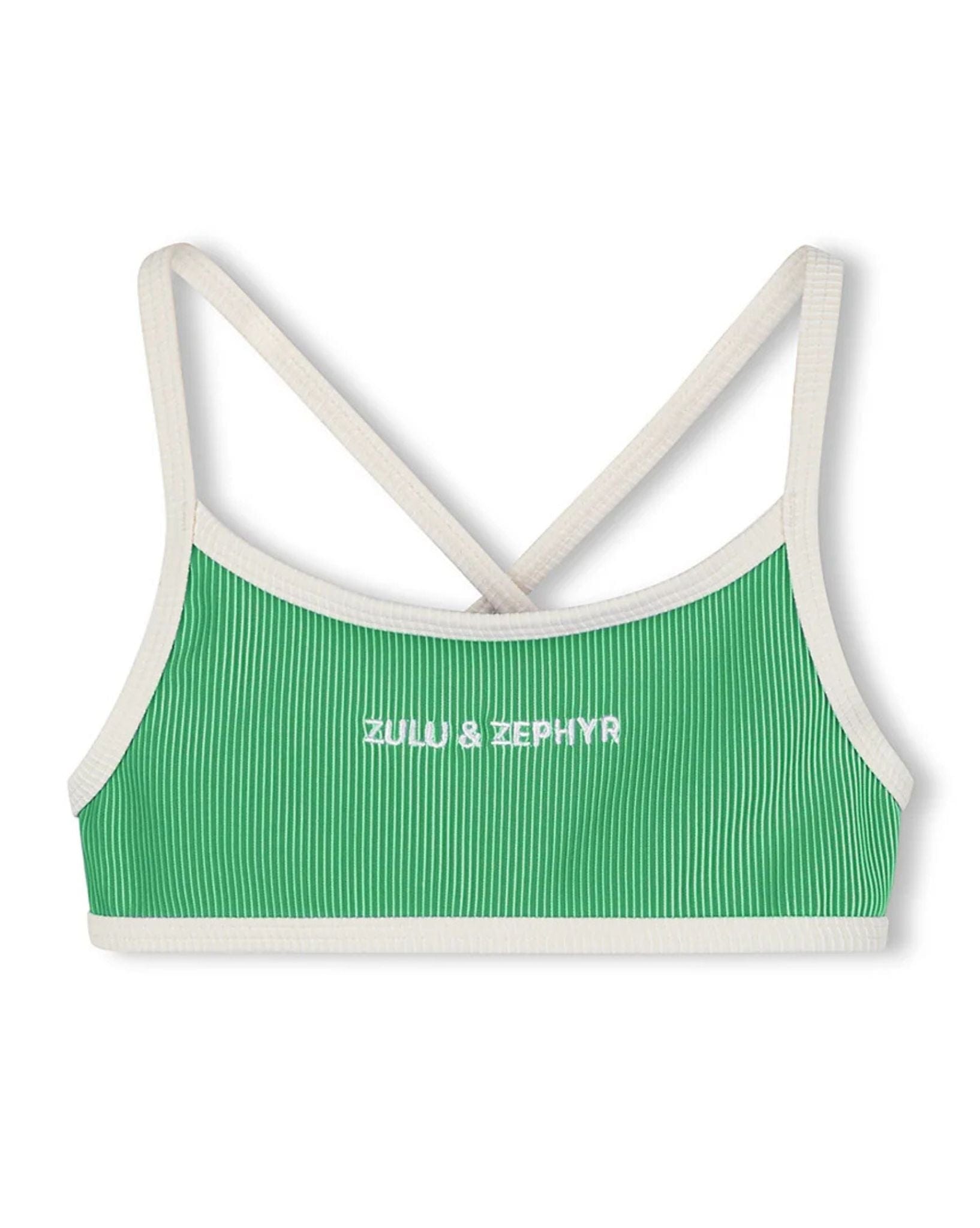 Zulu & Zephyr Mini Stripe Rib Logo Bikini Top