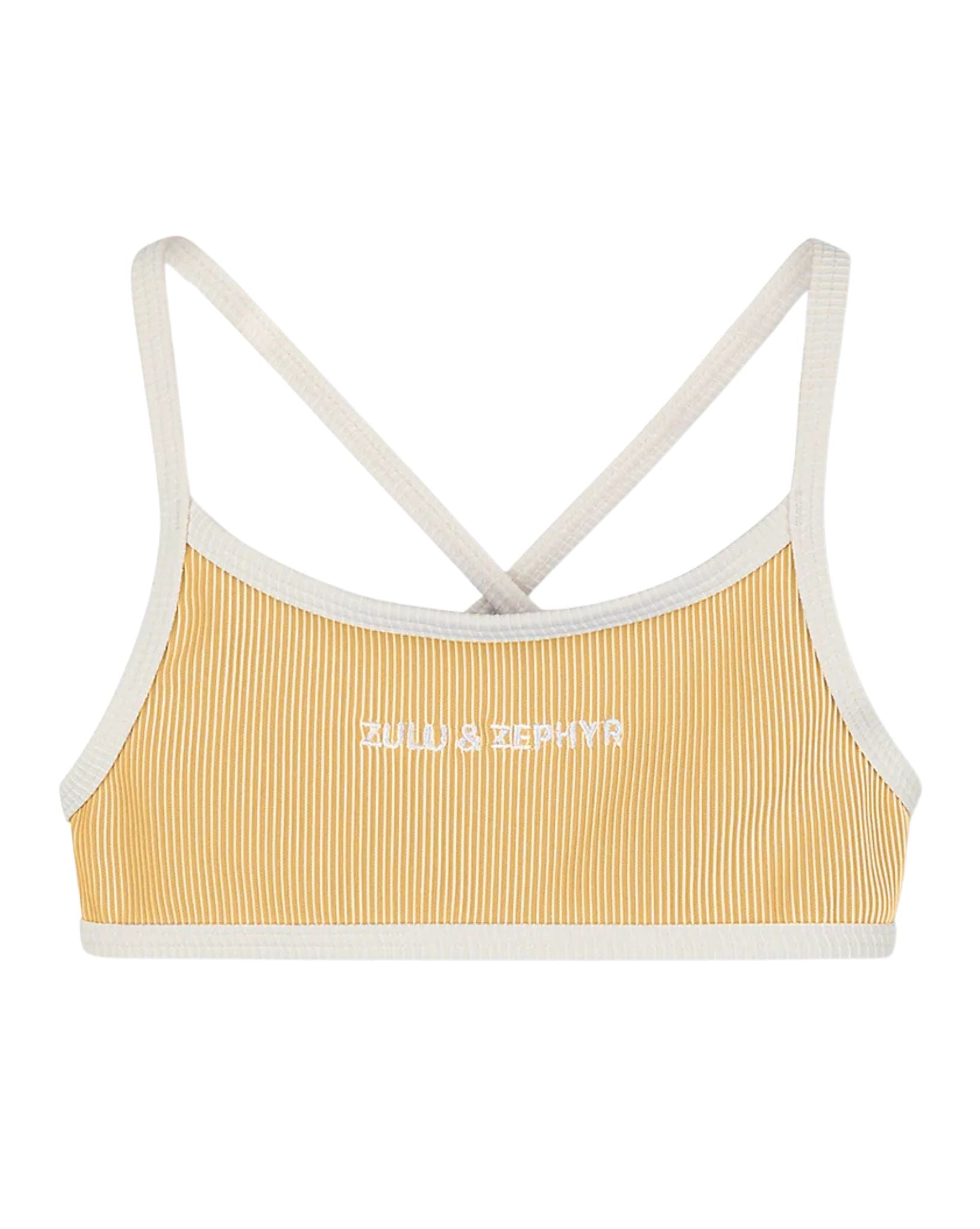 Zulu & Zephyr Mini Stripe Rib Logo Bikini Top