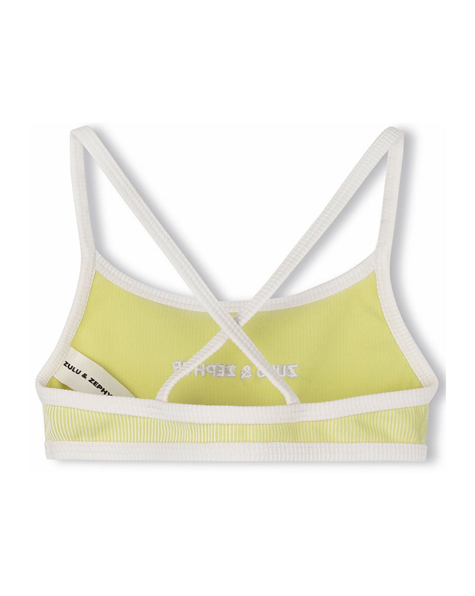 Zulu & Zephyr Mini Stripe Rib Logo Bikini Top