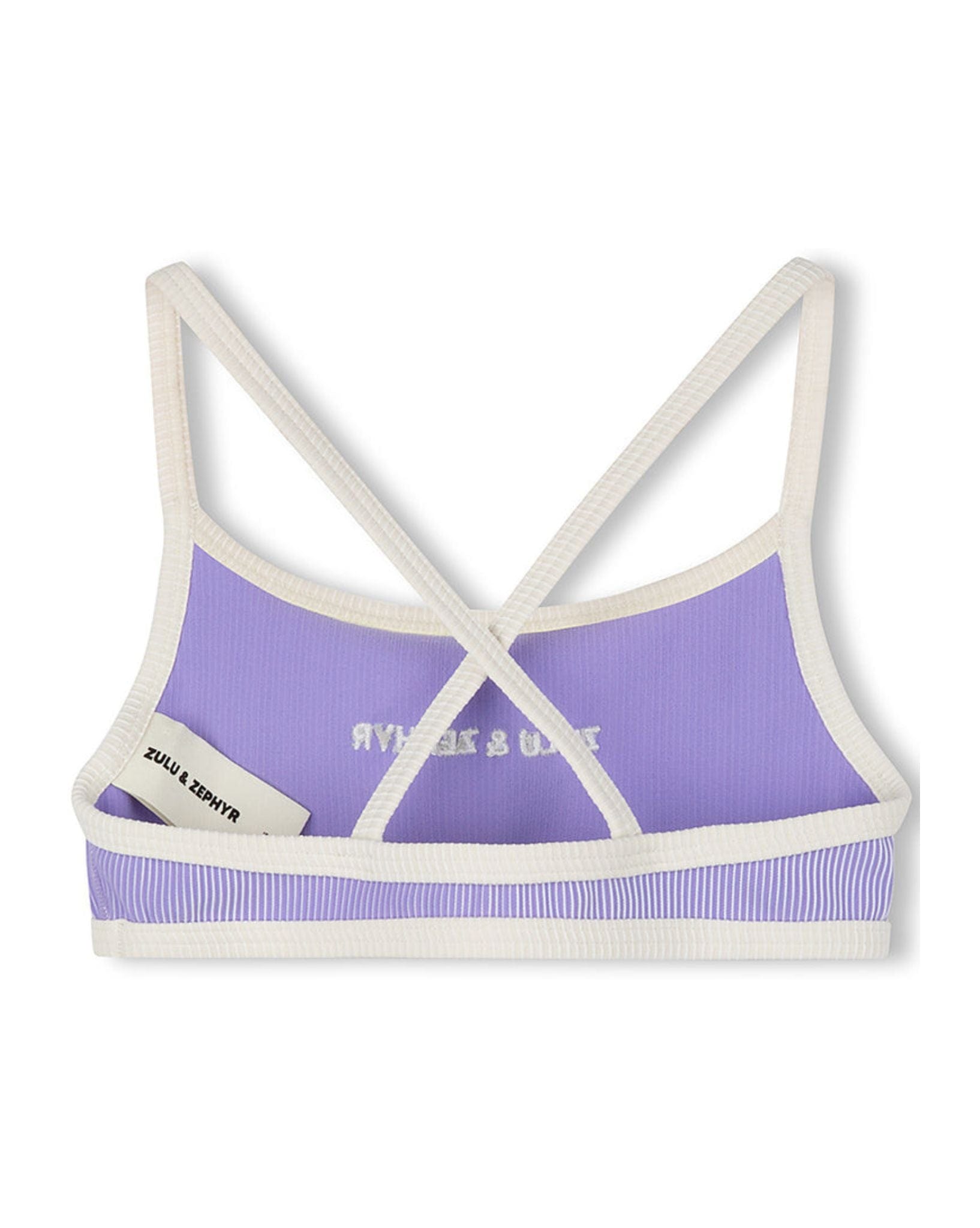 Zulu & Zephyr Mini Stripe Rib Logo Bikini Top