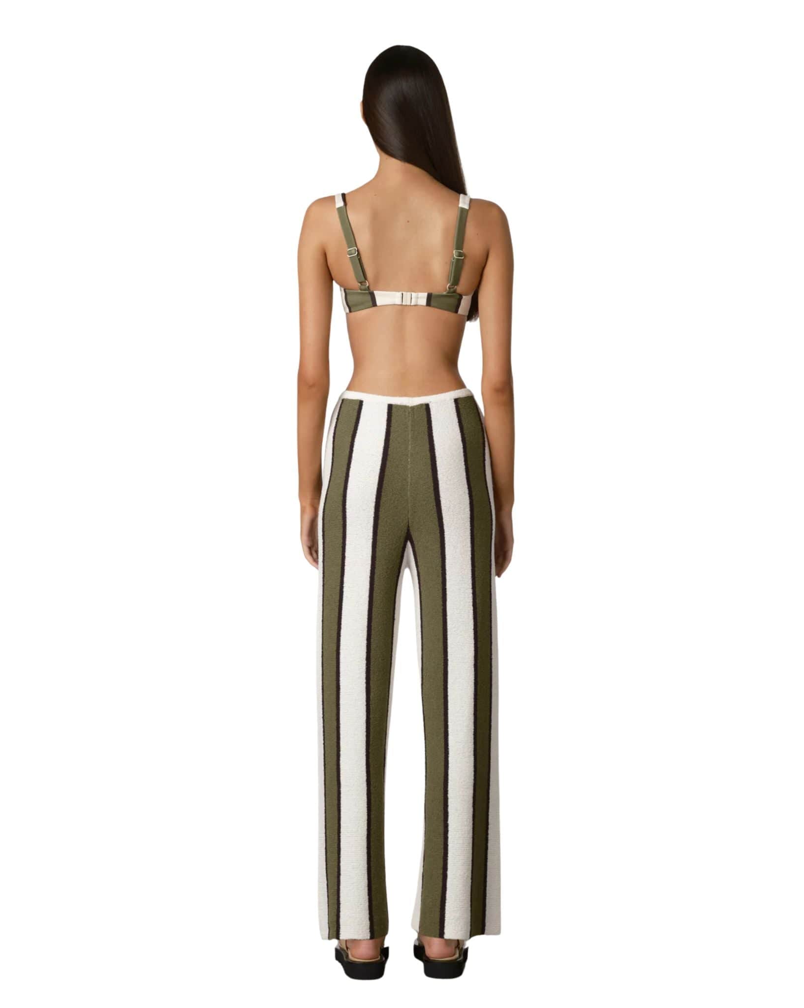 Zulu & Zephyr Olive Stripe Textured Knit Pant