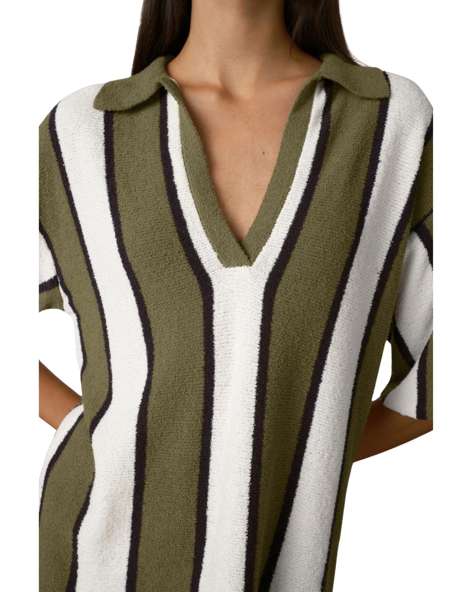 Zulu & Zephyr Olive Stripe Textured Knit Shirt